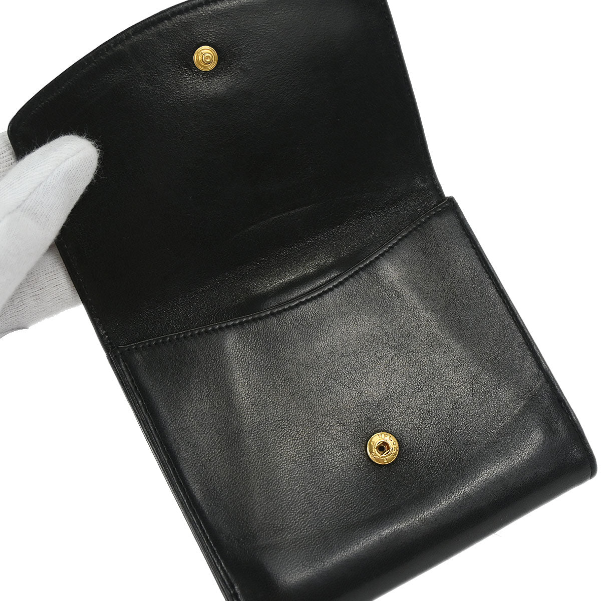 Chanel Trifold Wallet Black Lambskin - Image 10