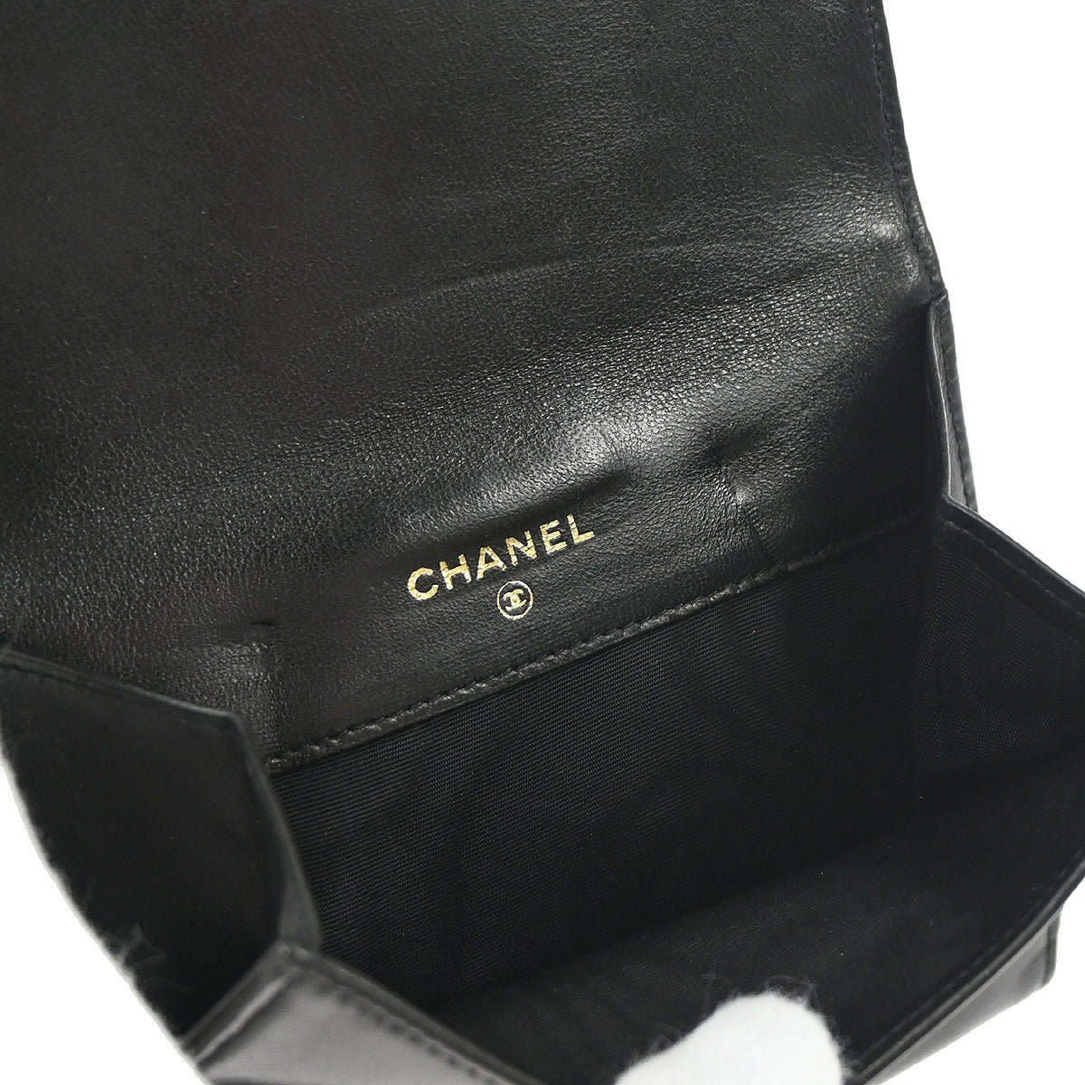 Chanel Trifold Wallet Black Lambskin - Image 11