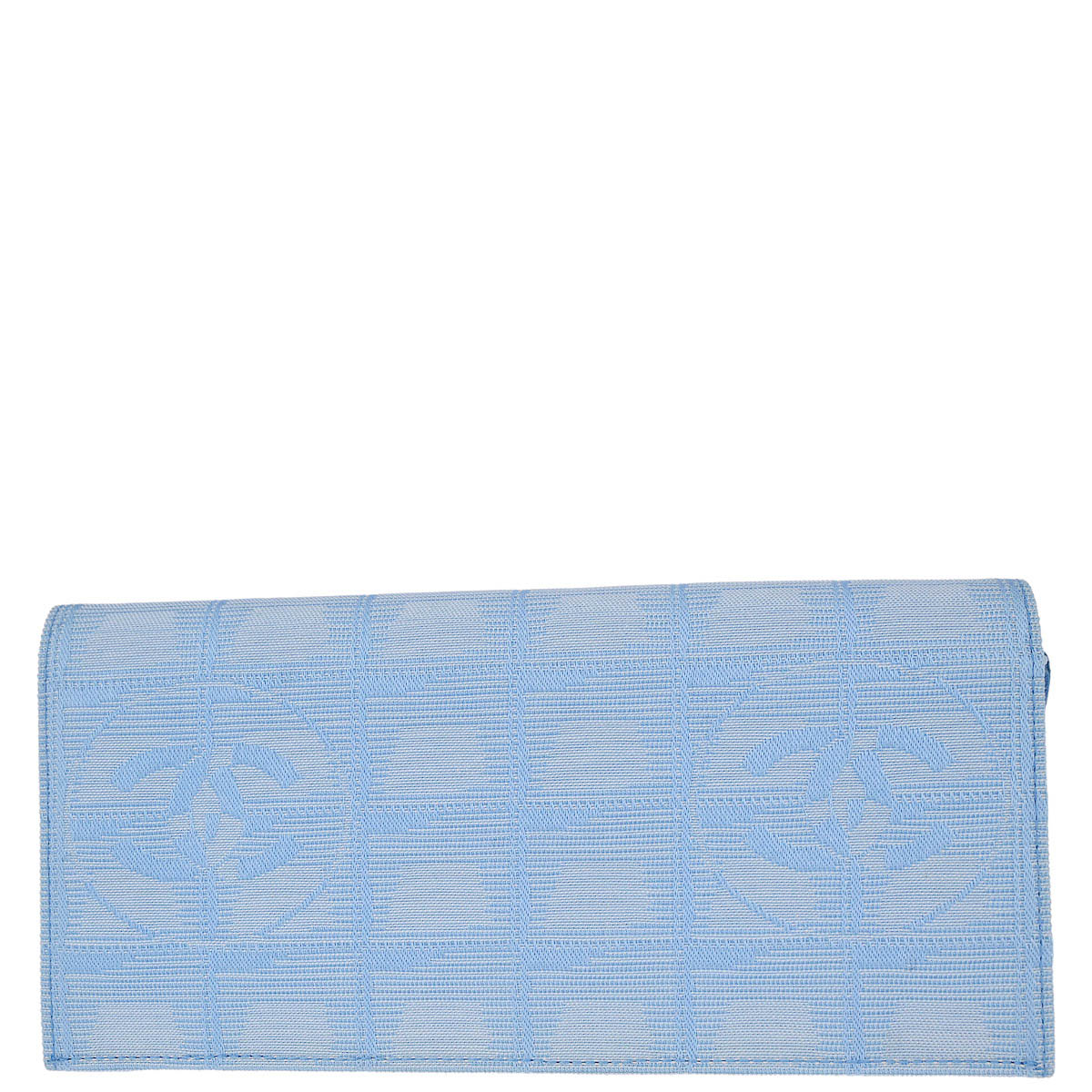 Chanel Light Blue Jacquard Nylon Travel Line Bifold Wallet - Image 2