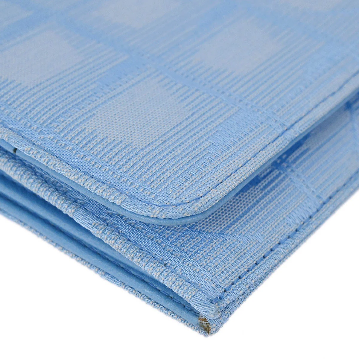 Chanel Light Blue Jacquard Nylon Travel Line Bifold Wallet - Image 4