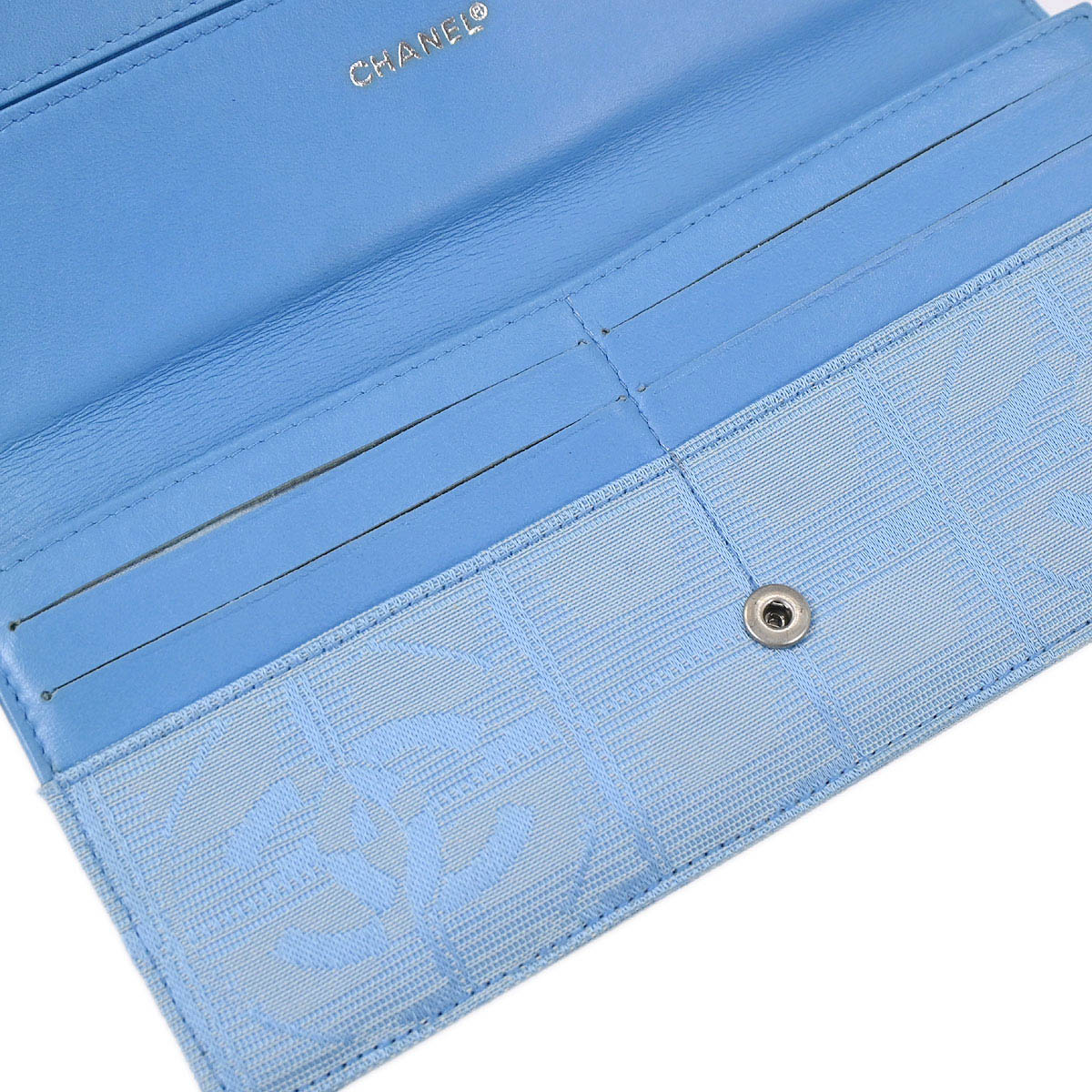 Chanel Light Blue Jacquard Nylon Travel Line Bifold Wallet - Image 7