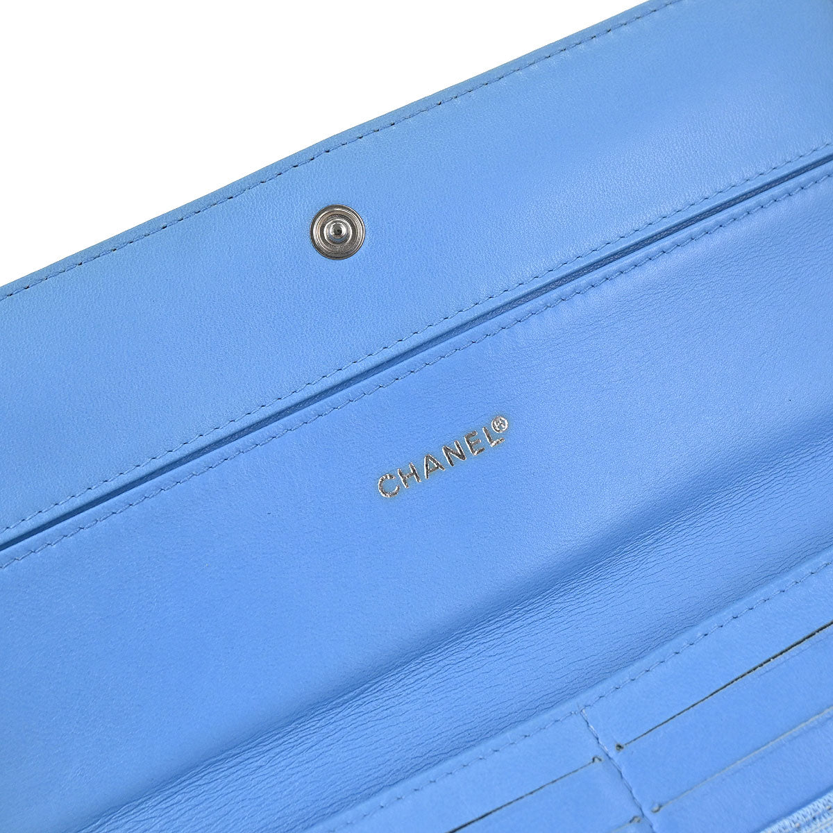 Chanel Light Blue Jacquard Nylon Travel Line Bifold Wallet - Image 8
