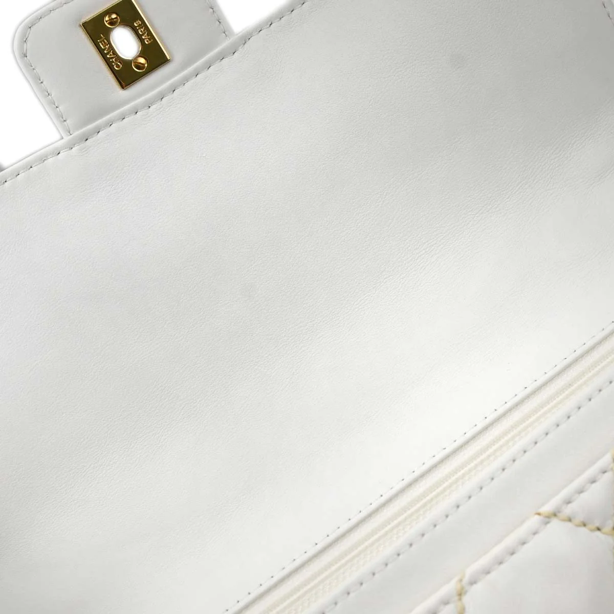 Chanel White Lambskin Top Handle Handbag - Image 17