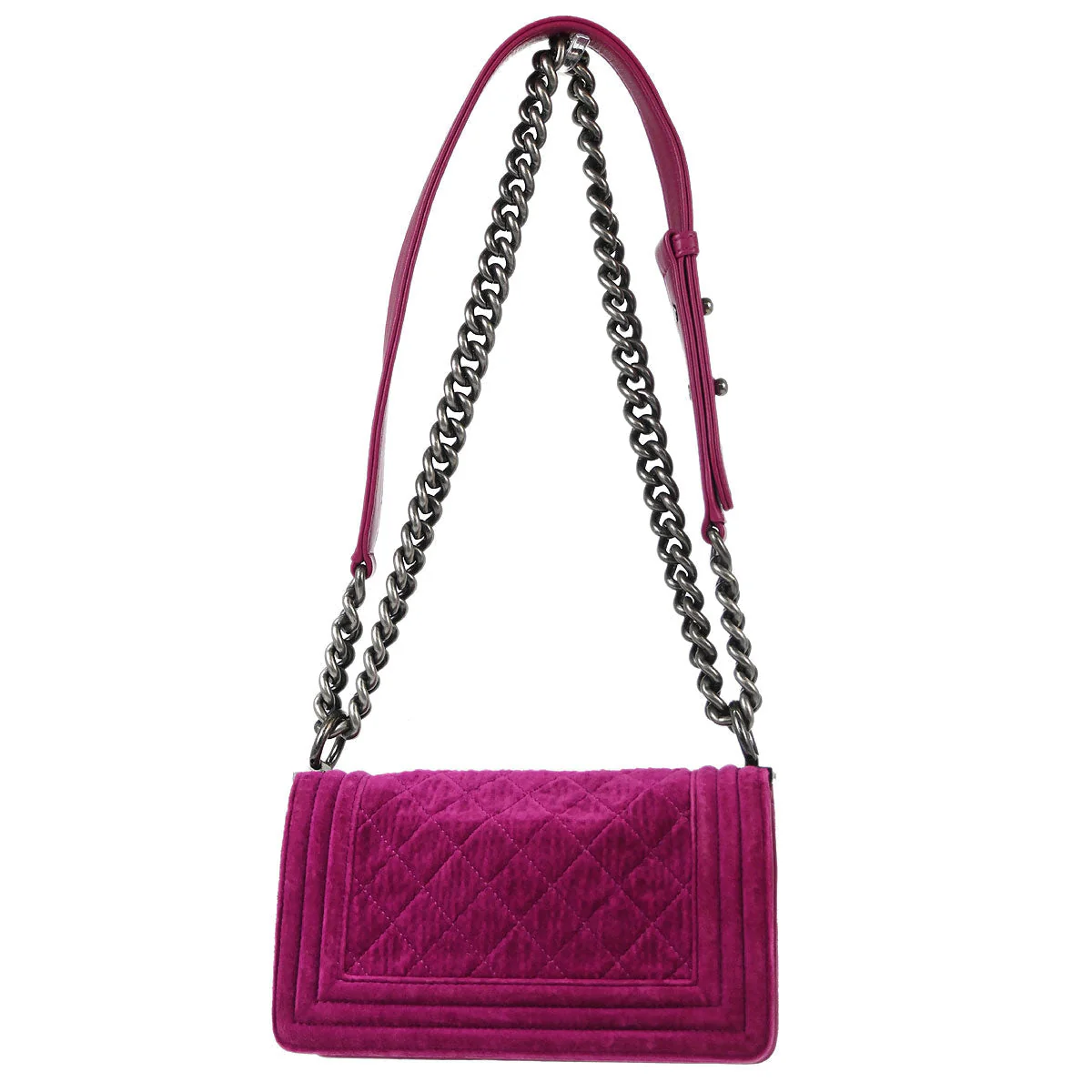 Boy Chanel 2012-2013 Pink Velvet Small Chain Shoulder Bag - Image 2