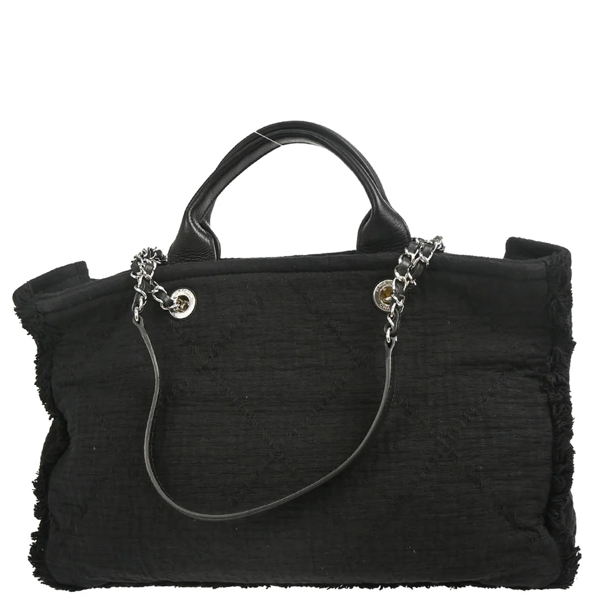 Chanel 2018 Black Cotton 2way Tote Shoulder Handbag - Image 2