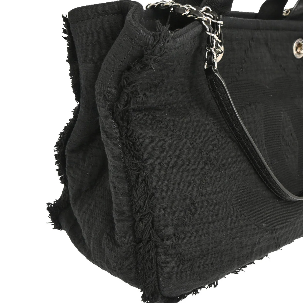 Chanel 2018 Black Cotton 2way Tote Shoulder Handbag - Image 3