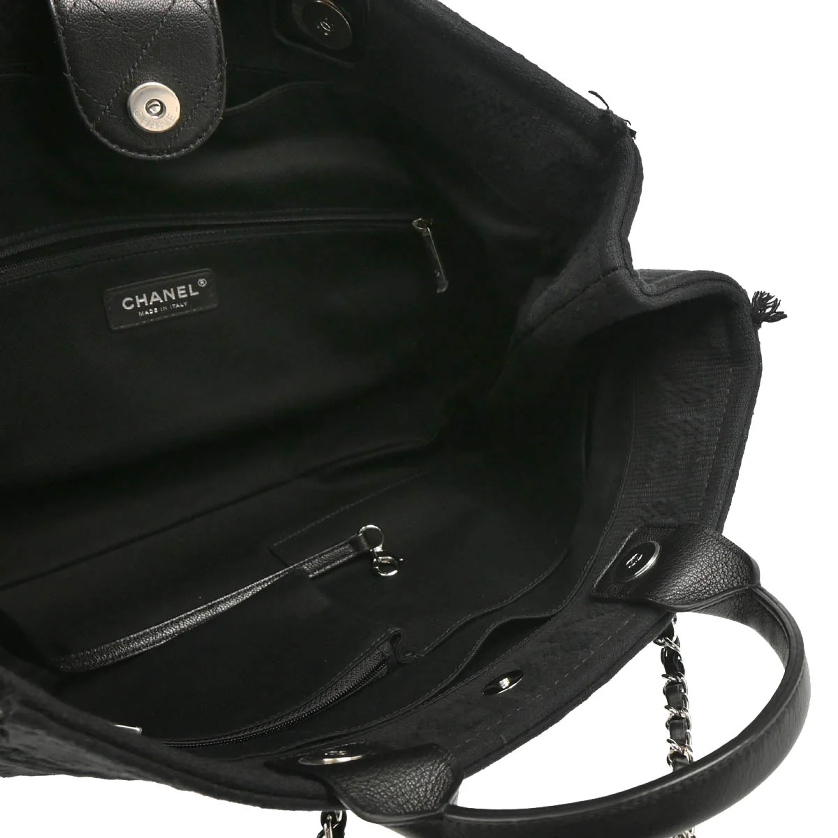 Chanel 2018 Black Cotton 2way Tote Shoulder Handbag - Image 4