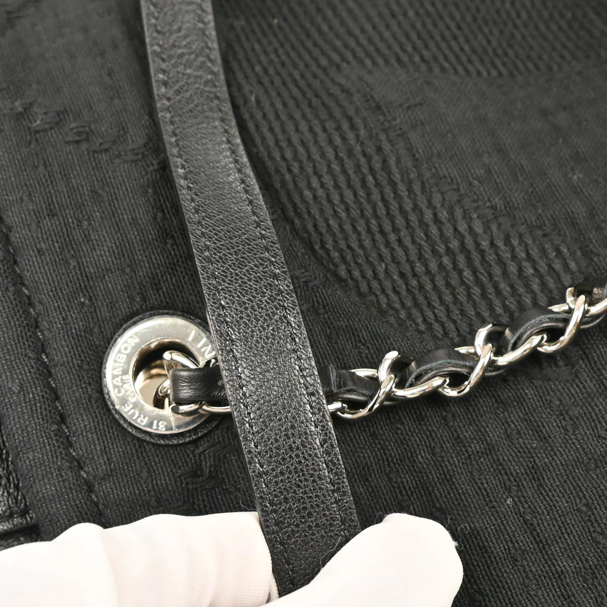 Chanel 2018 Black Cotton 2way Tote Shoulder Handbag - Image 6