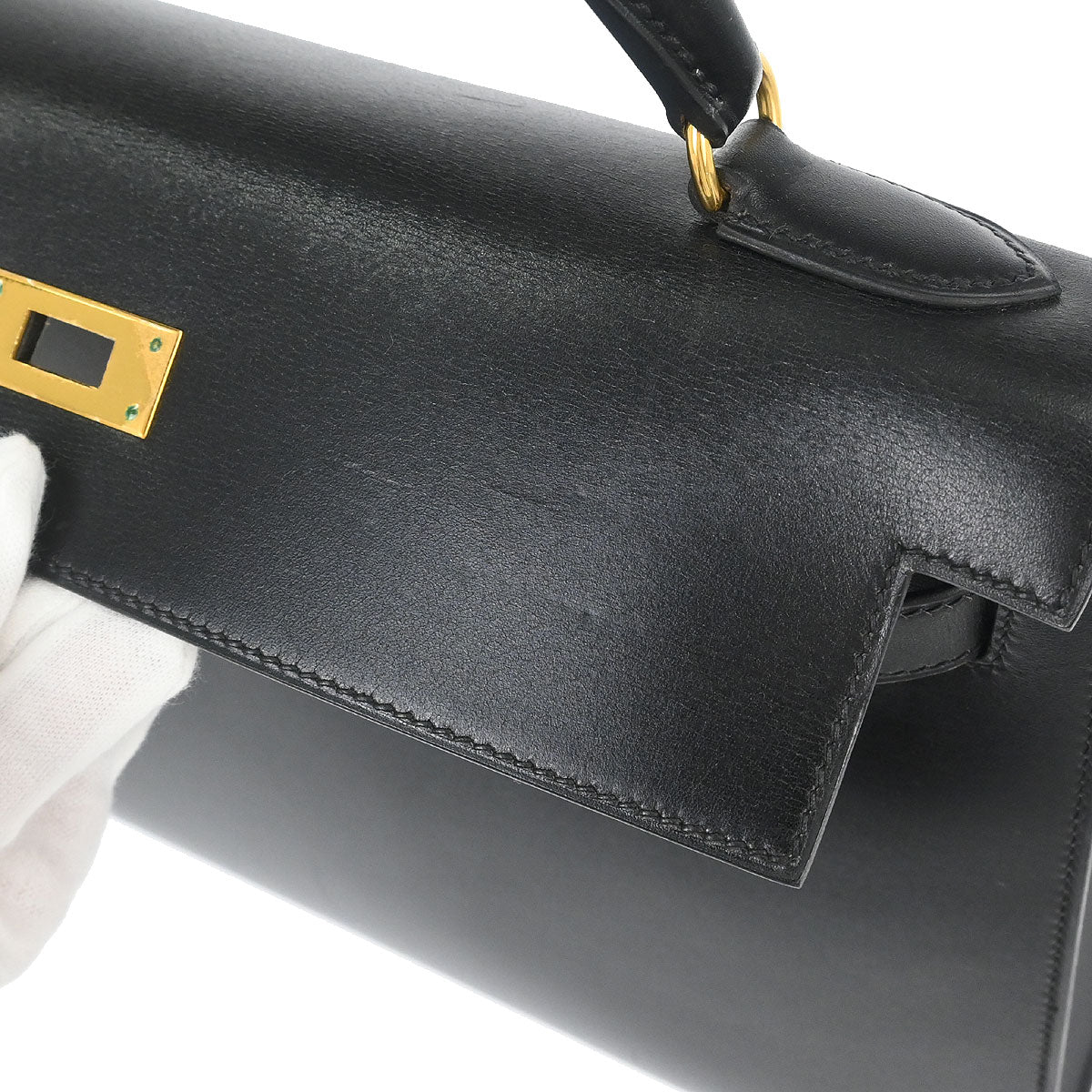 Hermes Black Box Calf Kelly 32 Sellier 2way Shoulder Handbag - Image 8