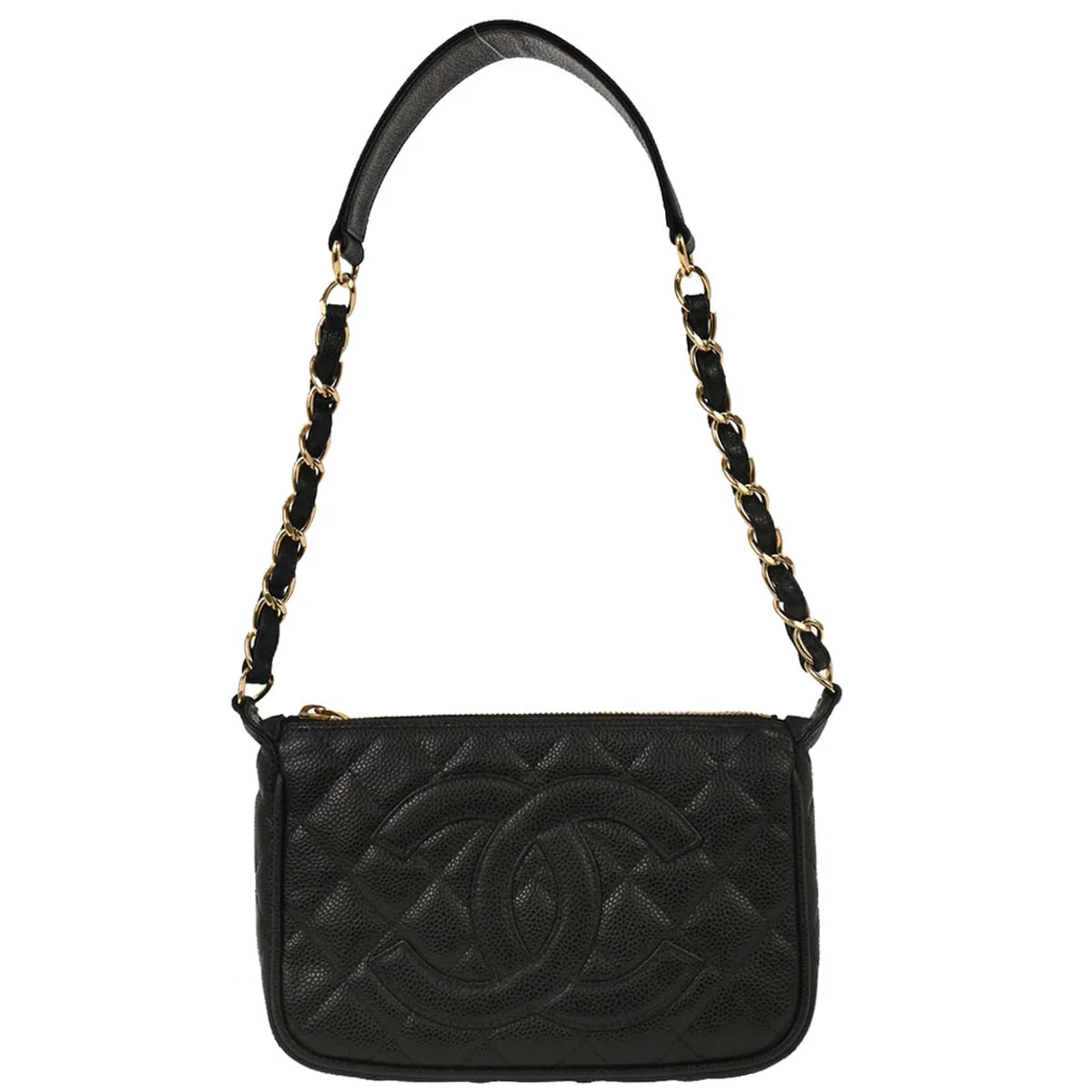 Chanel 2003-2004 Black Caviar Chain Handbag