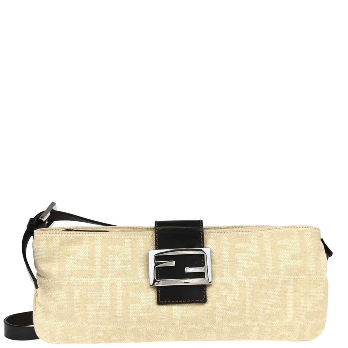 Fendi 2000 Ivory Zucca Shoulder Bag