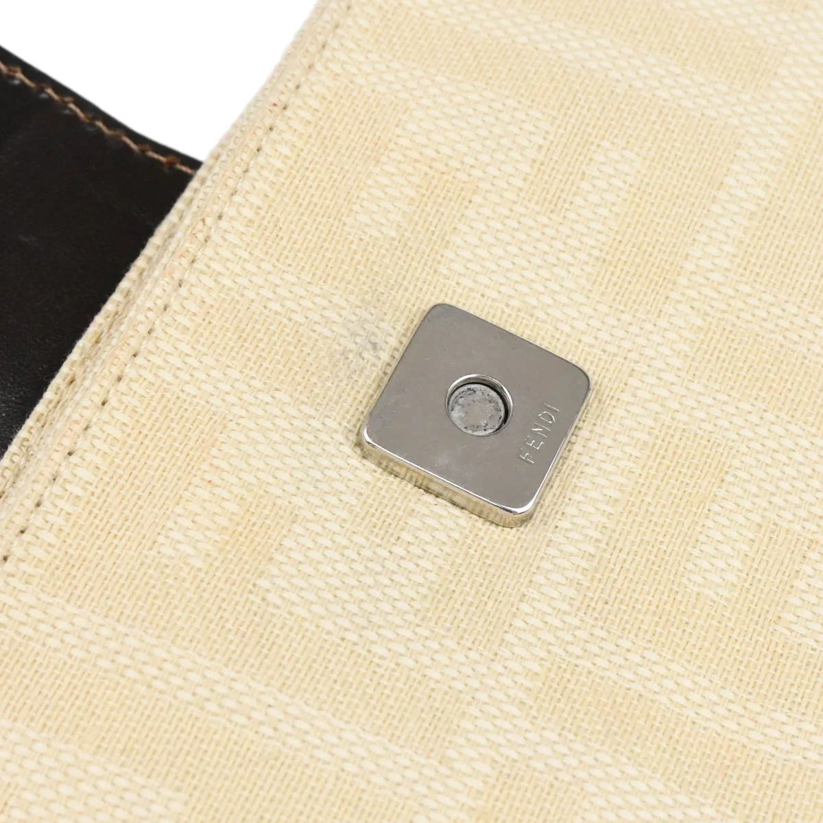 Fendi 2000 Ivory Zucca Shoulder Bag - Image 6