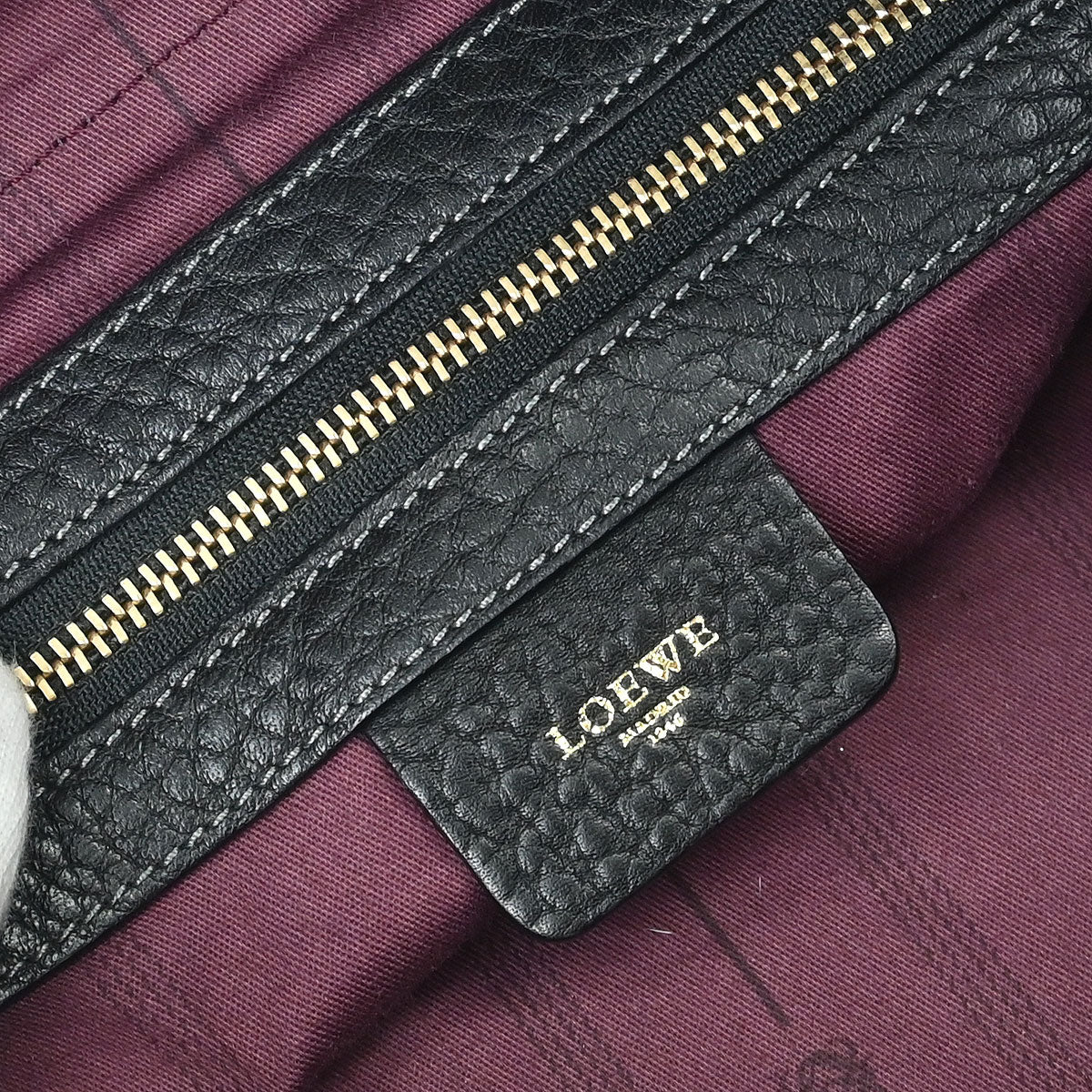 Loewe * 2011 Black Leather Ostrich May 36 2way Shoulder Handbag - Image 10
