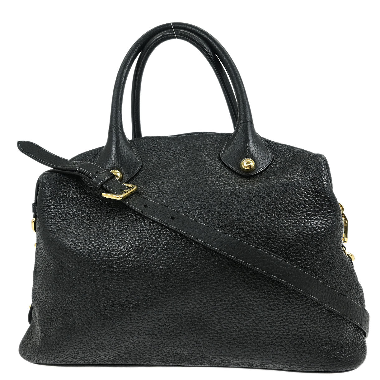 Loewe * 2011 Black Leather Ostrich May 36 2way Shoulder Handbag - Image 2