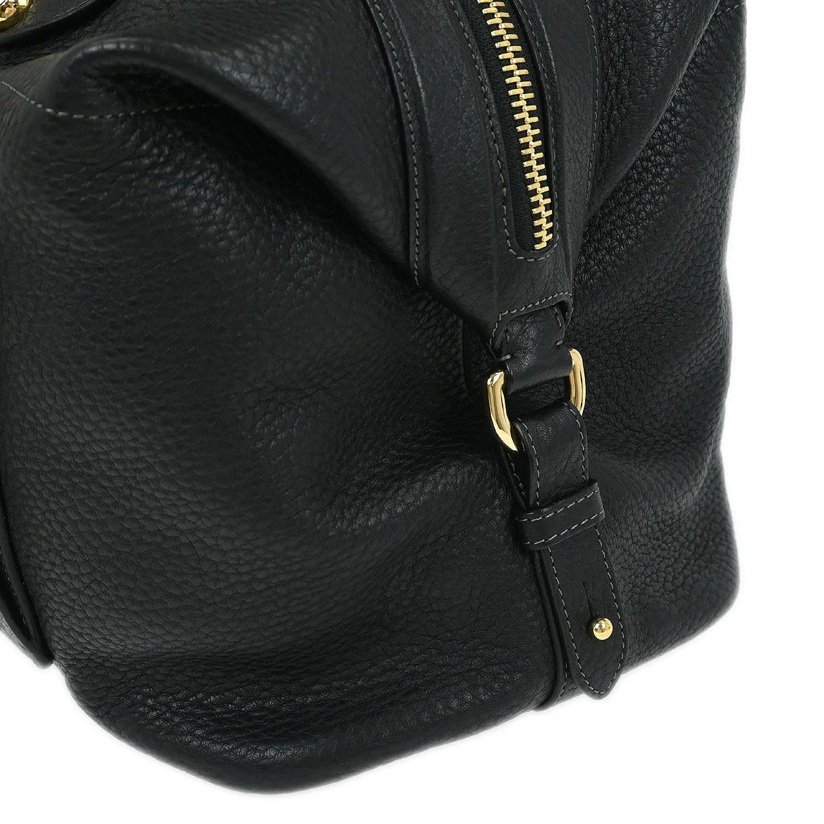 Loewe * 2011 Black Leather Ostrich May 36 2way Shoulder Handbag - Image 4