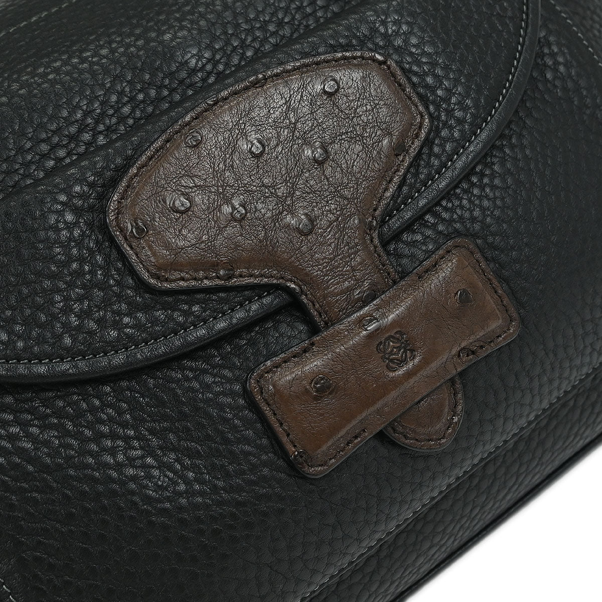 Loewe * 2011 Black Leather Ostrich May 36 2way Shoulder Handbag - Image 5