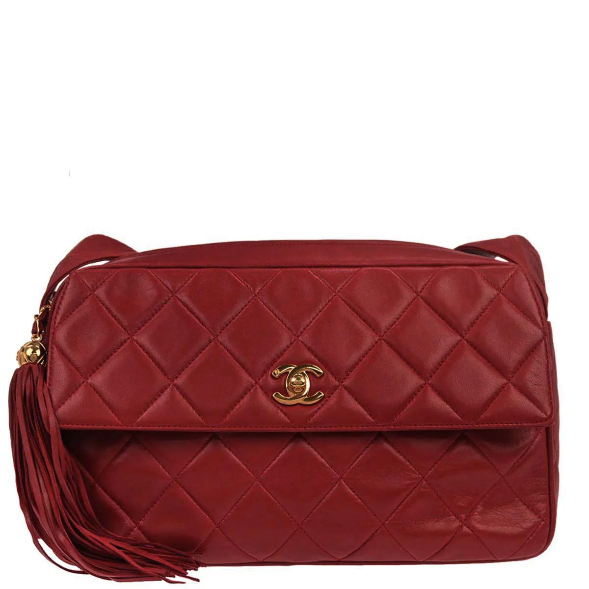 Chanel 1994-1996 Red Lambskin Shoulder Bag