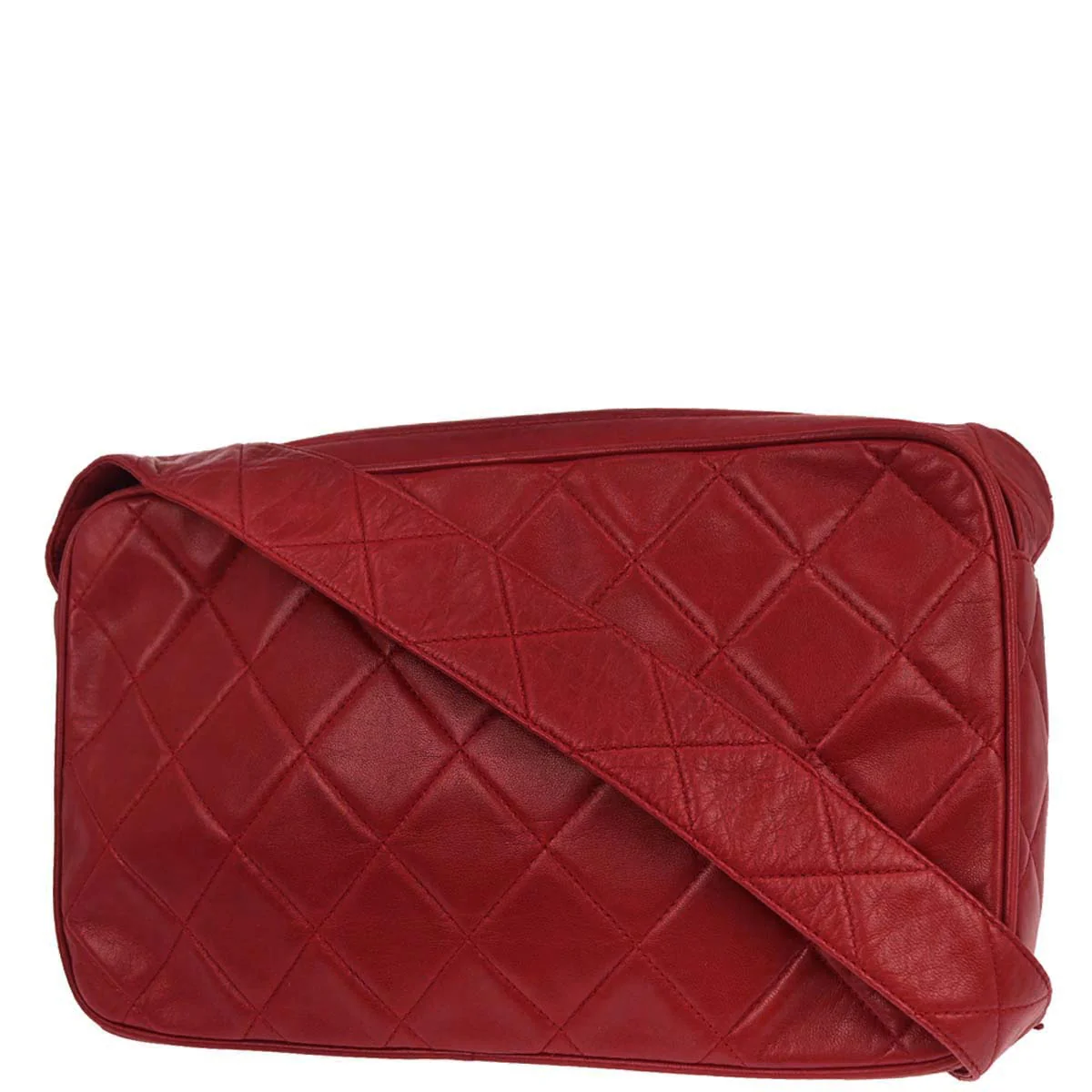 Chanel 1994-1996 Red Lambskin Shoulder Bag - Image 2