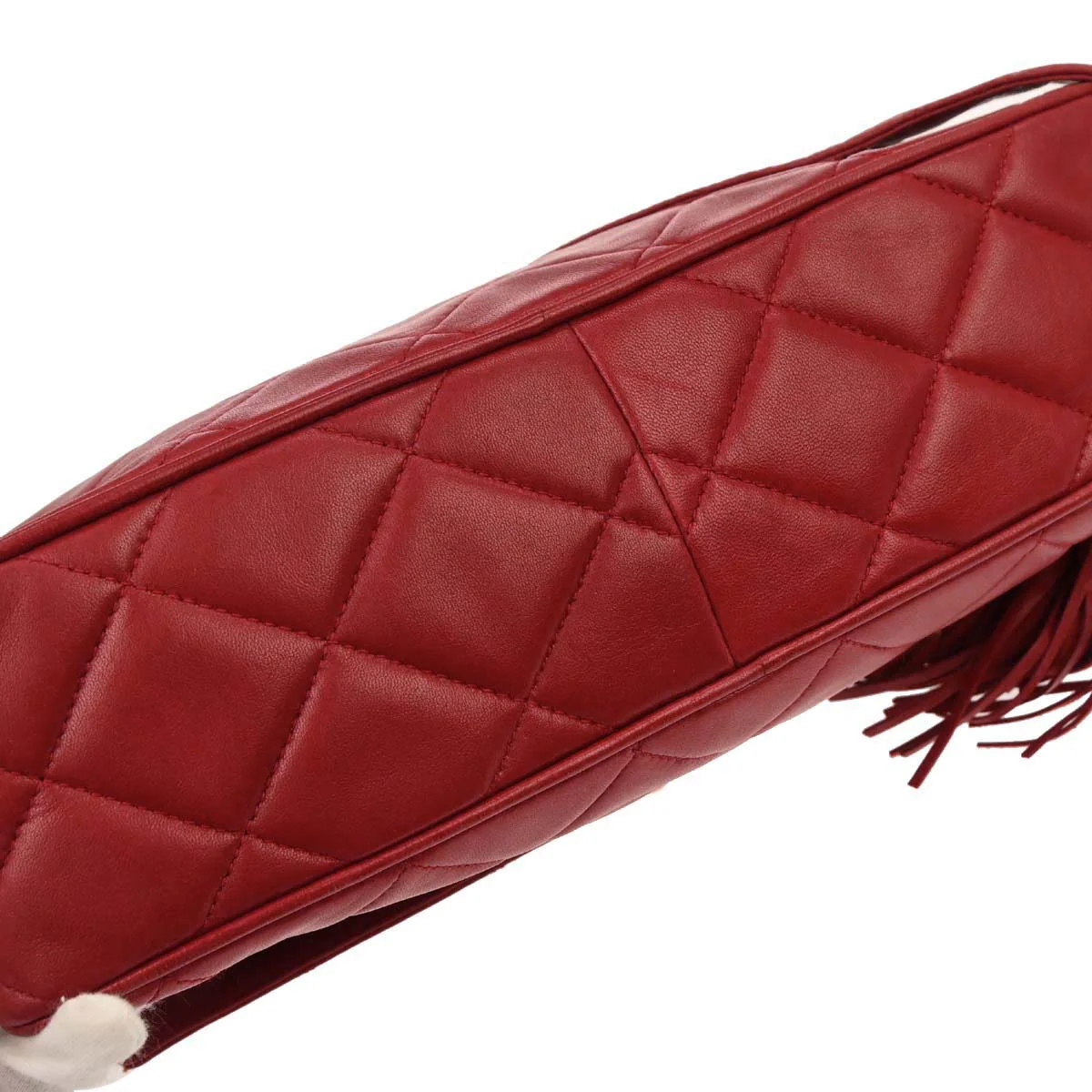 Chanel 1994-1996 Red Lambskin Shoulder Bag - Image 4