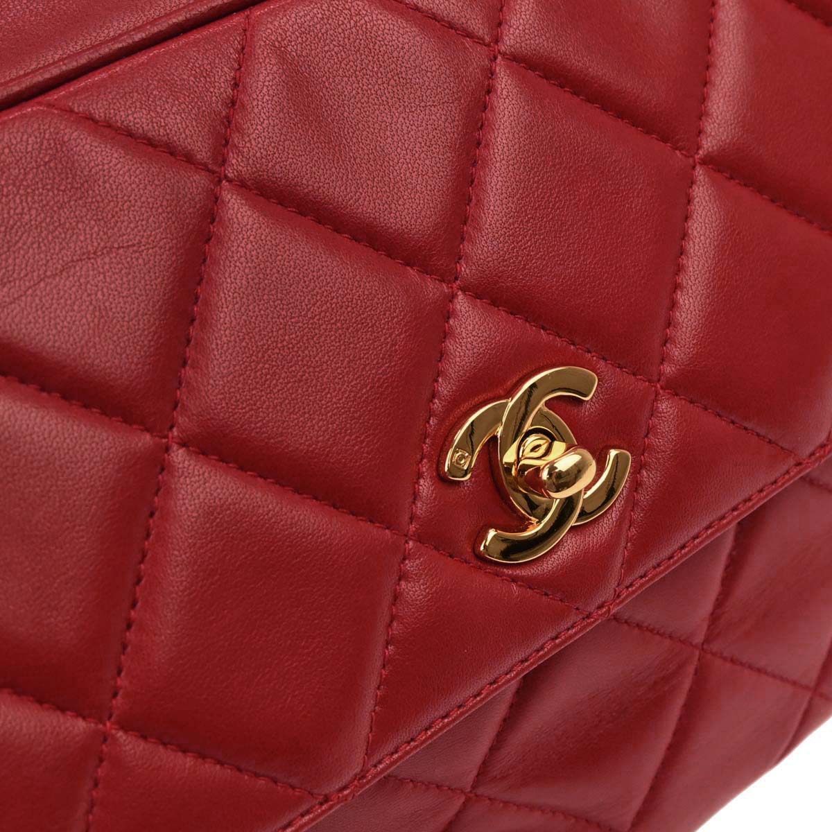 Chanel 1994-1996 Red Lambskin Shoulder Bag - Image 6