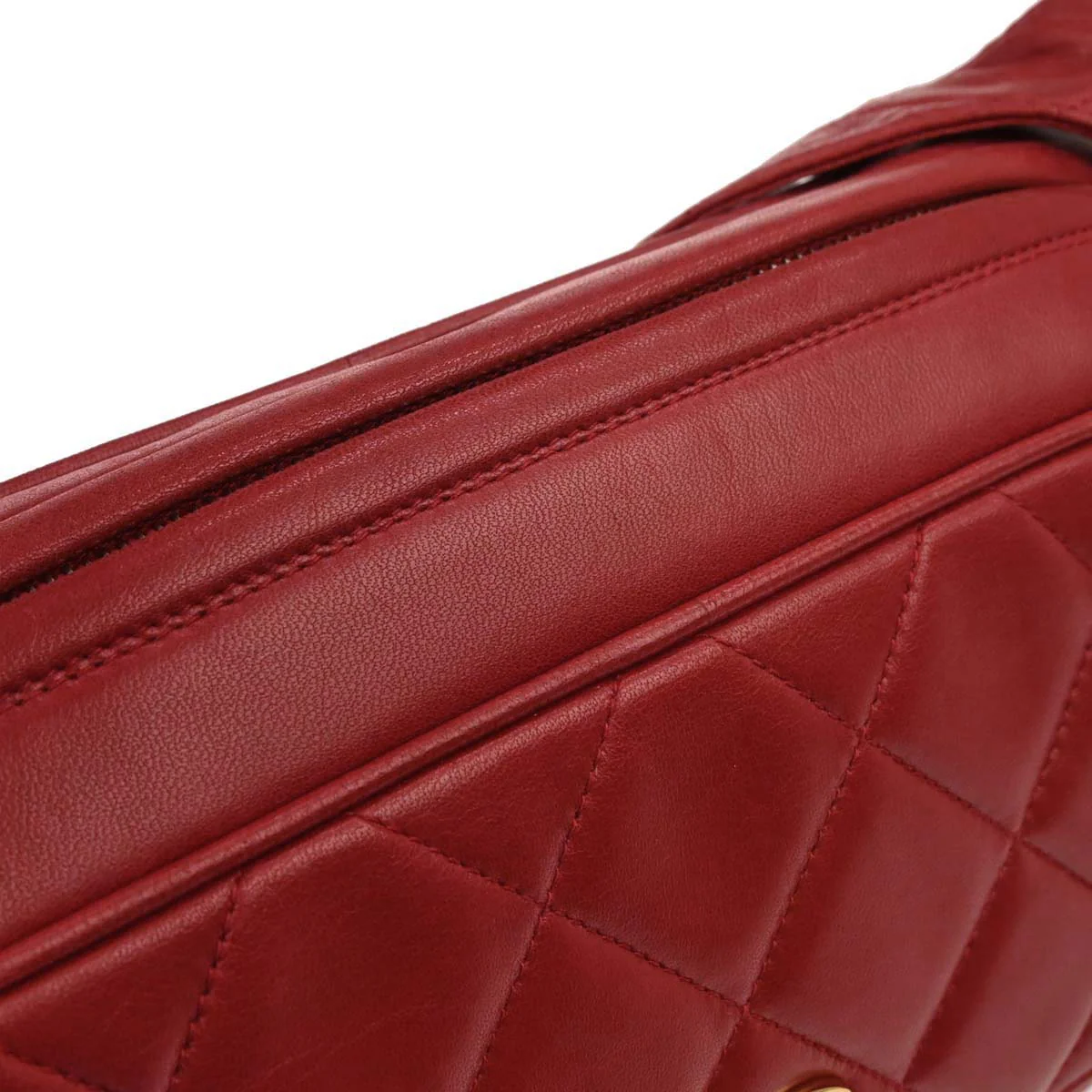 Chanel 1994-1996 Red Lambskin Shoulder Bag - Image 7