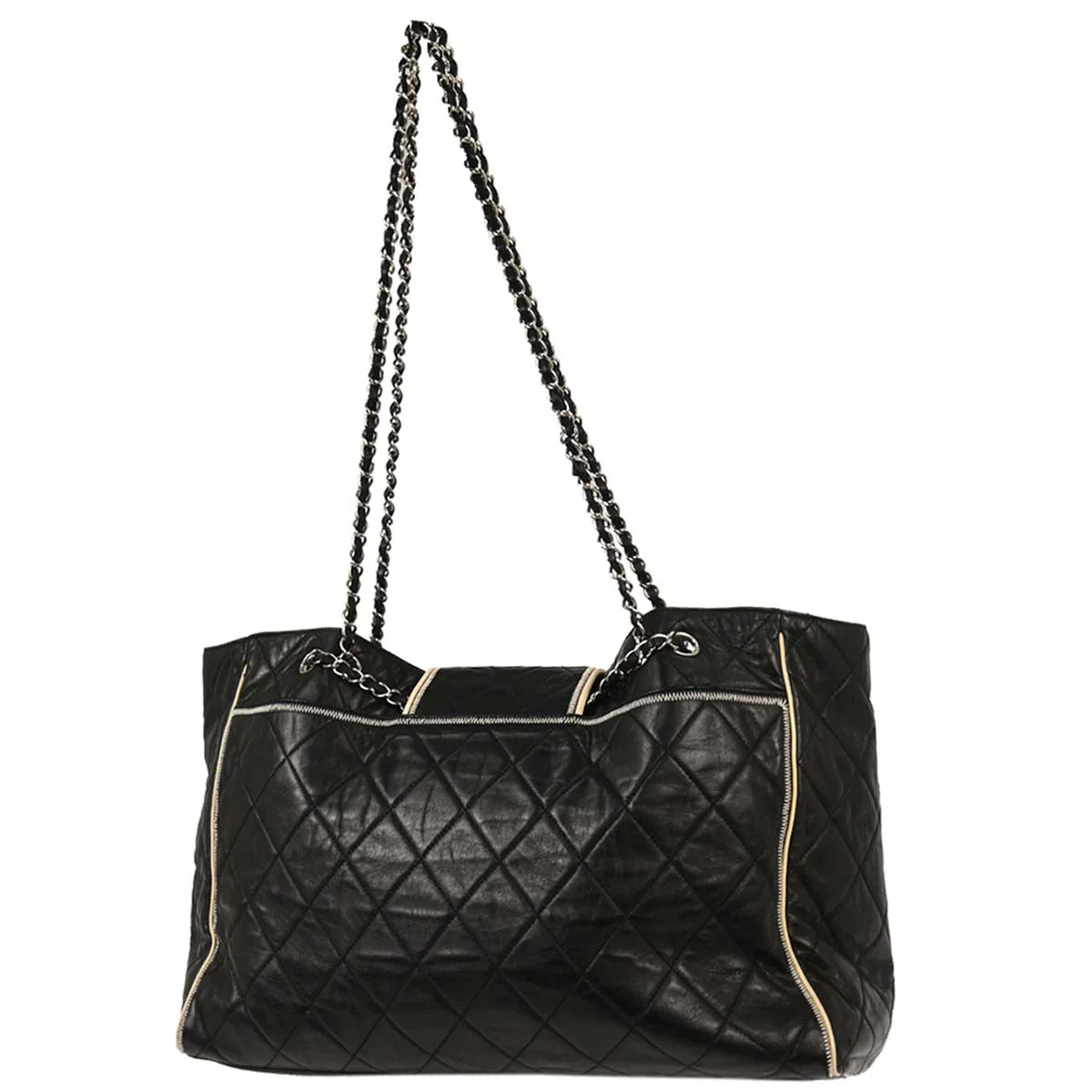 Chanel 2008-2009 Black Calfskin Mademoiselle Lock Chain Tote Shoulder Bag - Image 2
