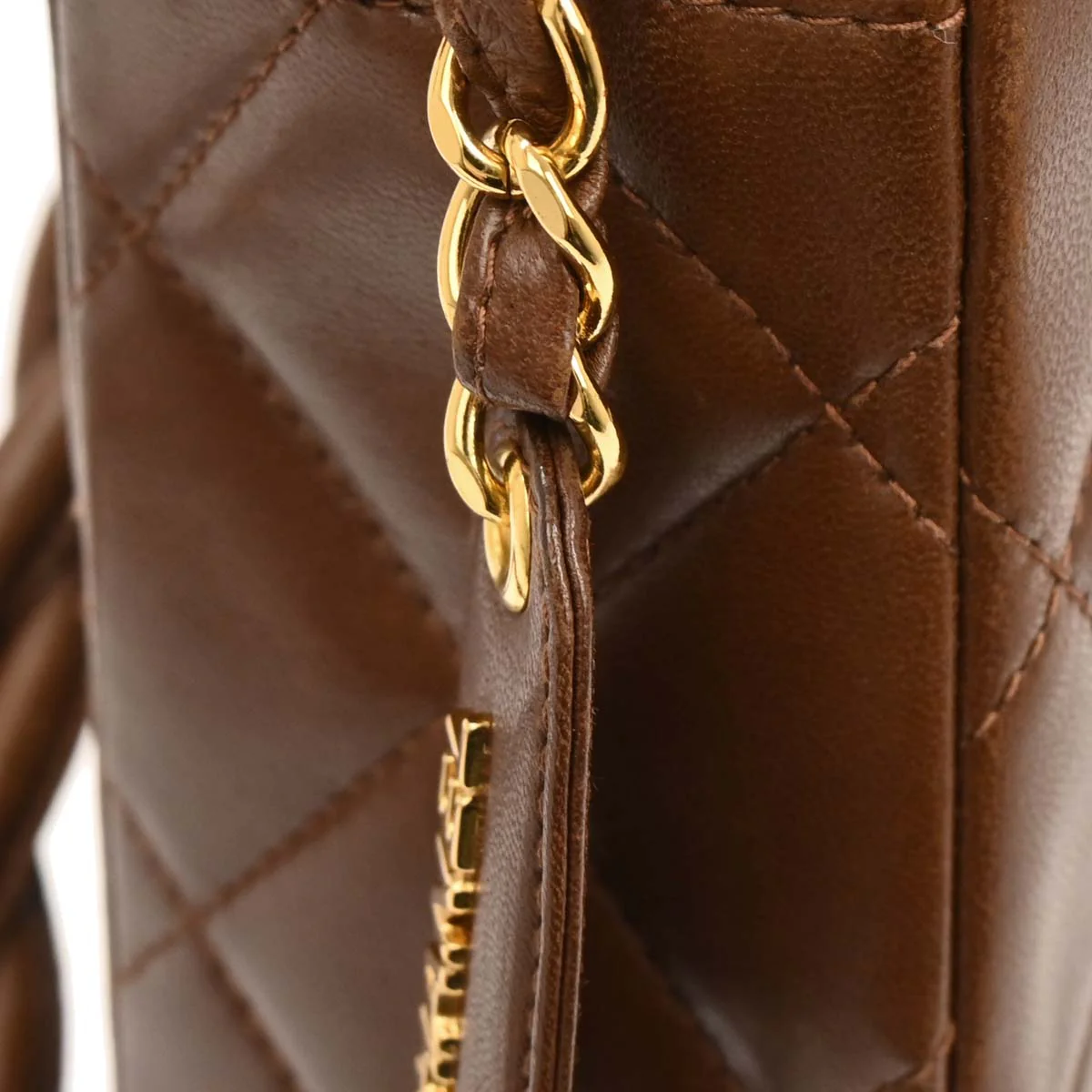 Chanel 1996-1997 Brown Lambskin Shoulder Bag - Image 6