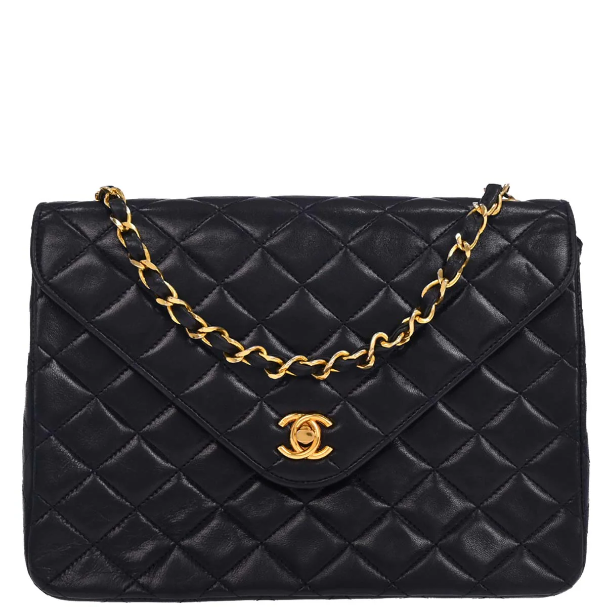 Chanel 1986-1988 Navy Lambskin Shoulder Bag