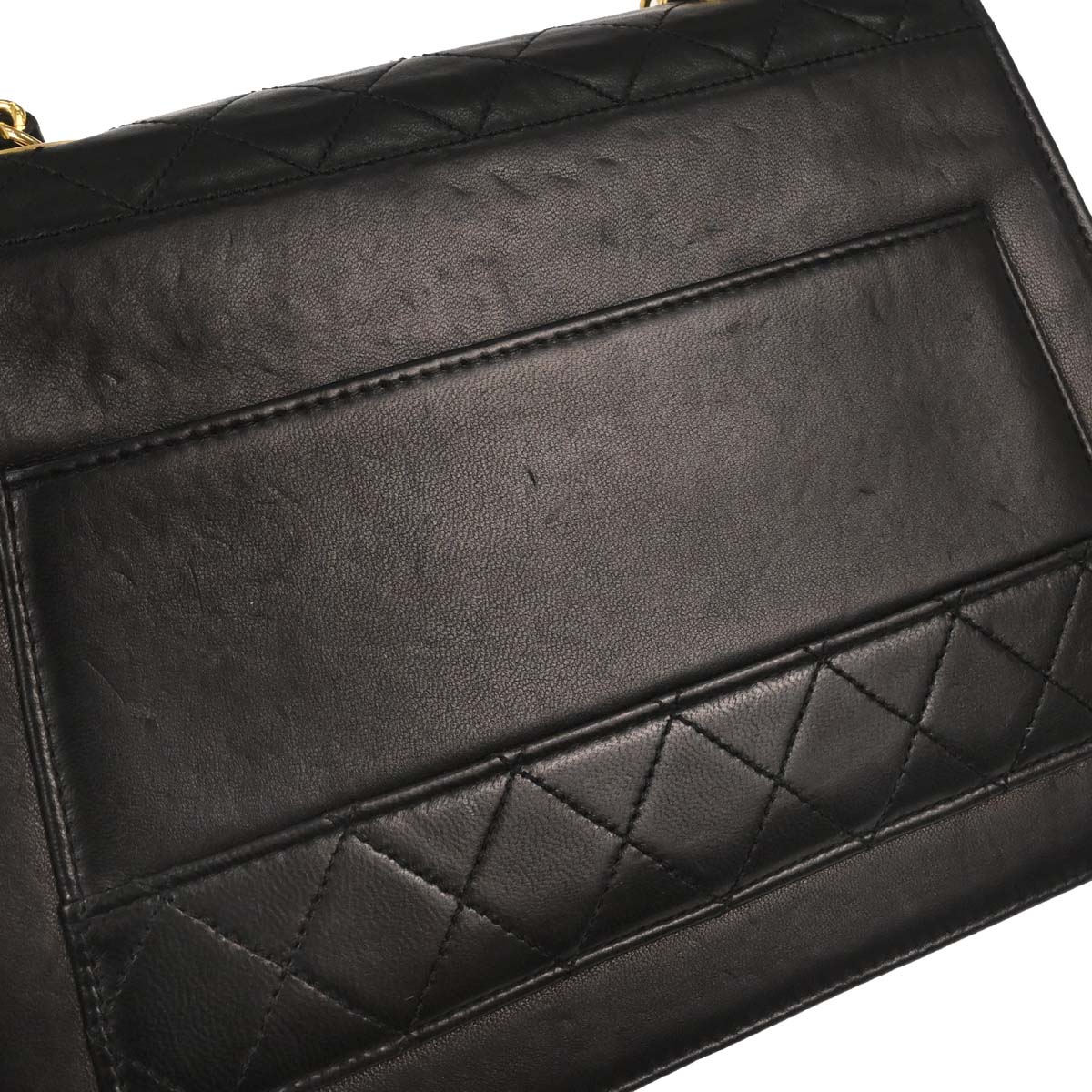 Chanel 1989-1991 Black Lambskin Straight Flap Shoulder Bag - Image 4