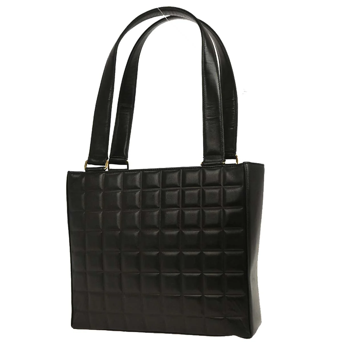 Chanel 2001-2003 Black Lambskin Choco Bar Tote Handbag - Image 2