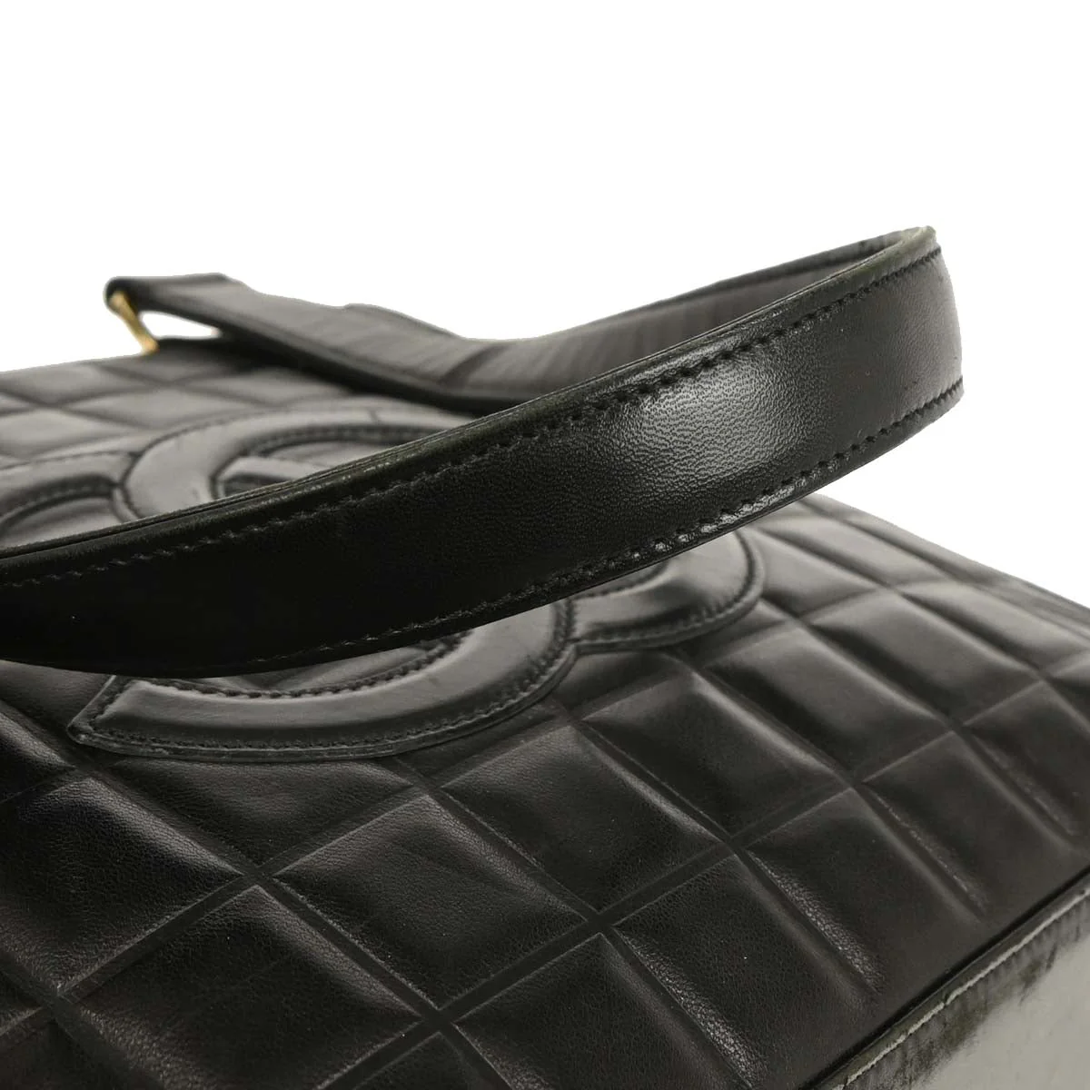 Chanel 2001-2003 Black Lambskin Choco Bar Tote Handbag - Image 5