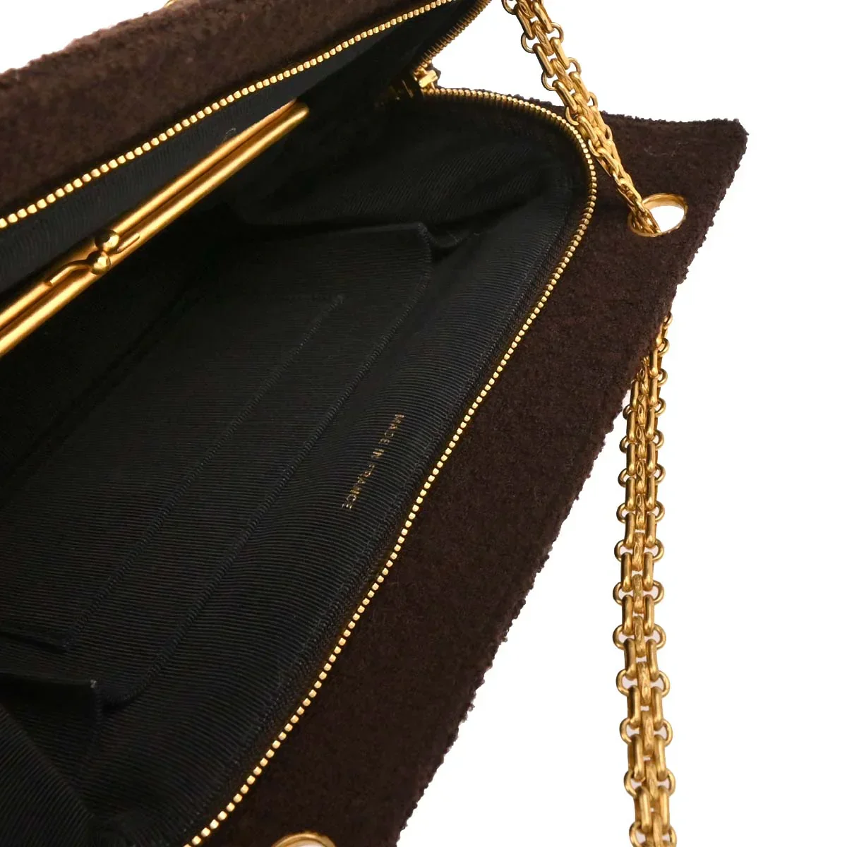 Chanel 1994-1996 Brown Tweed Chain Shoulder Tote Bag - Image 4