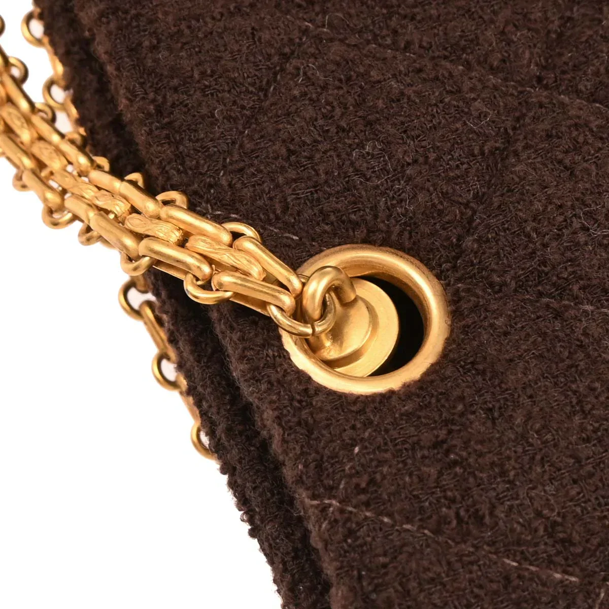 Chanel 1994-1996 Brown Tweed Chain Shoulder Tote Bag - Image 6