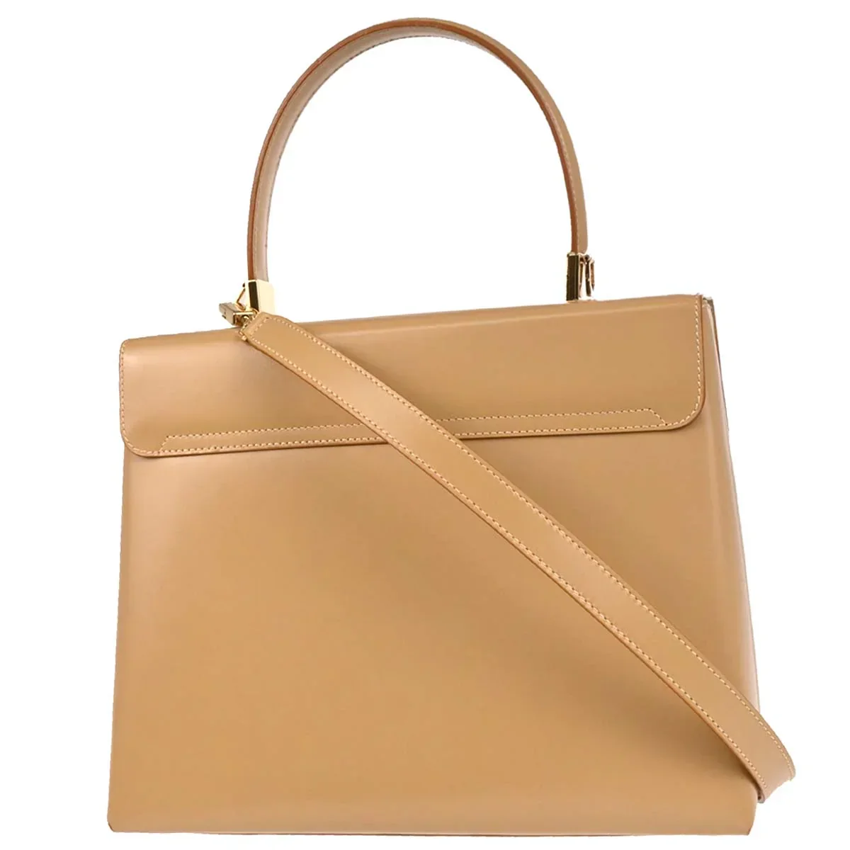 Salvatore Ferragamo Beige Leather Gancini 2way Shoulder Handbag - Image 2