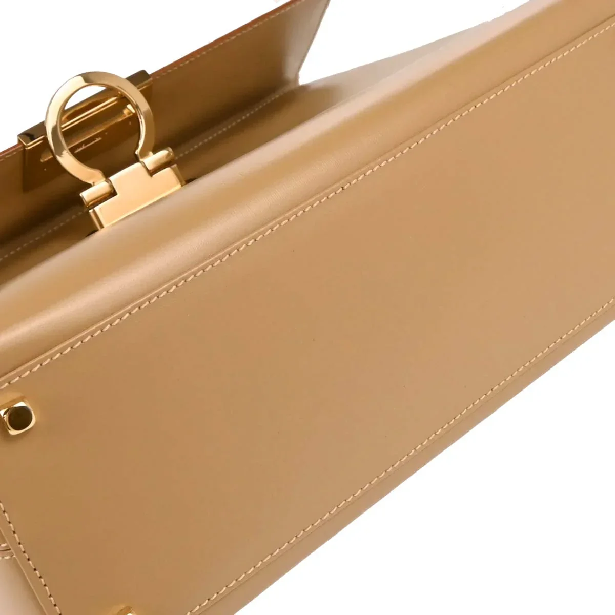 Salvatore Ferragamo Beige Leather Gancini 2way Shoulder Handbag - Image 5
