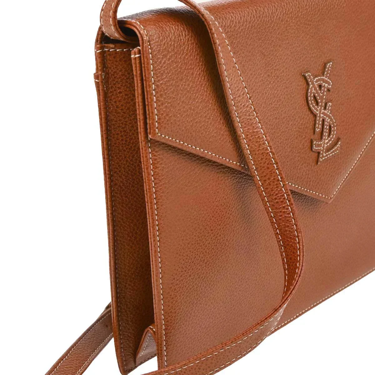 Yves Saint Laurent Brown Leather Shoulder Bag - Image 3