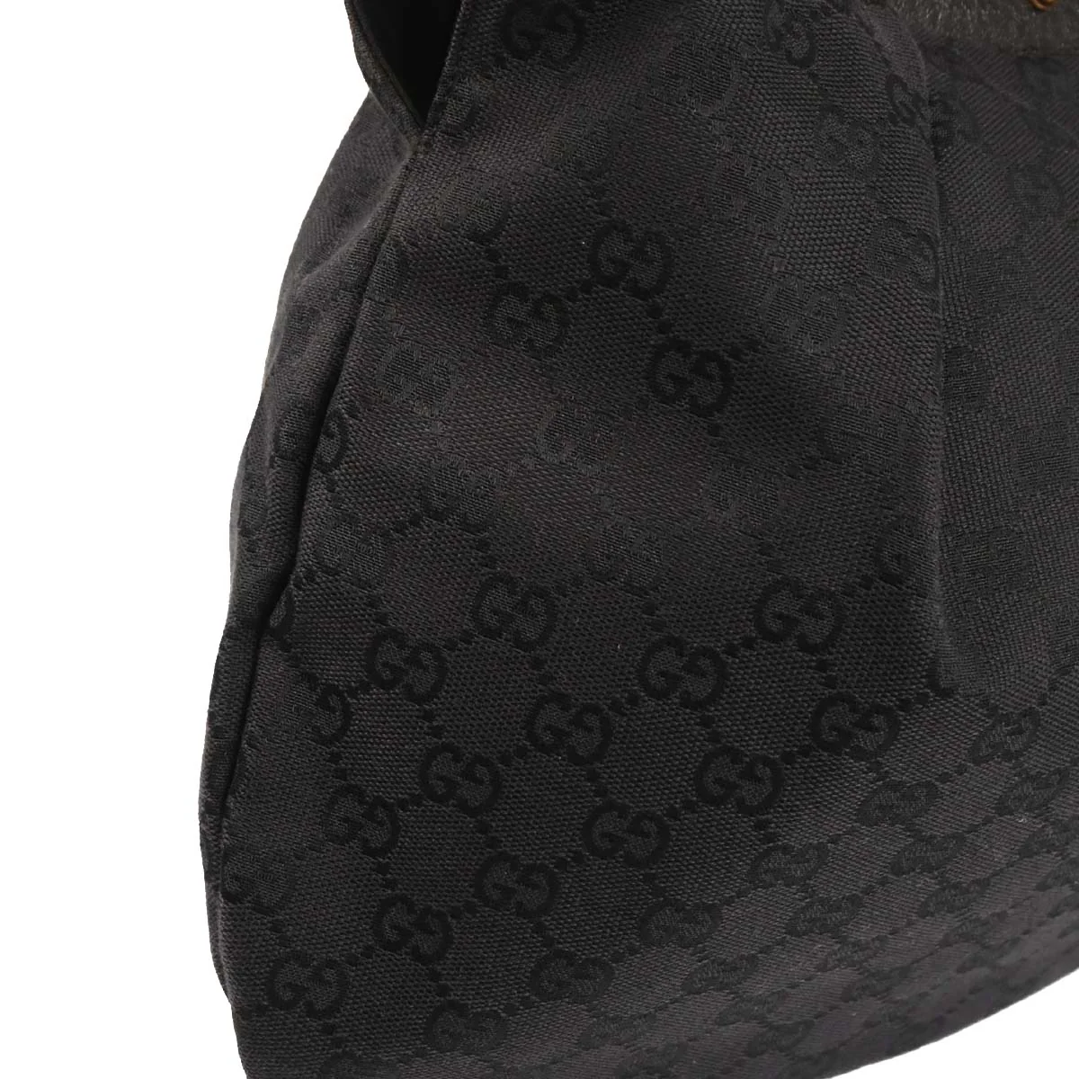 Gucci Black Canvas Bamboo GG Handbag - Image 3