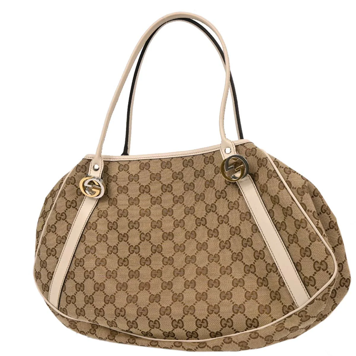 Gucci Beige White GG Tote Bag - Image 2