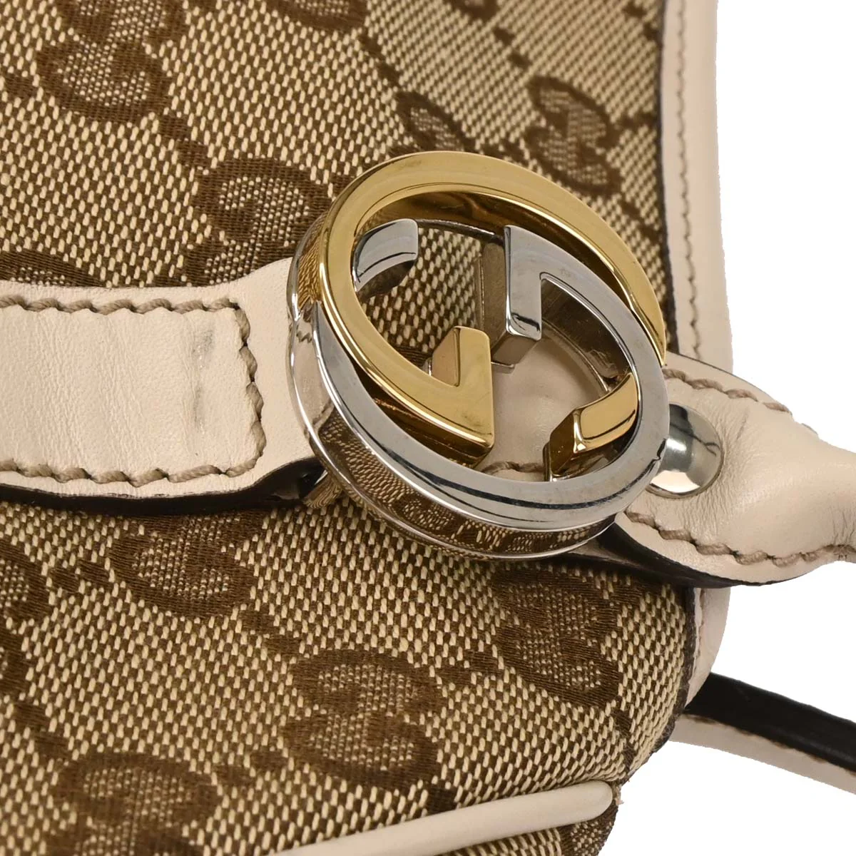 Gucci Beige White GG Tote Bag - Image 6