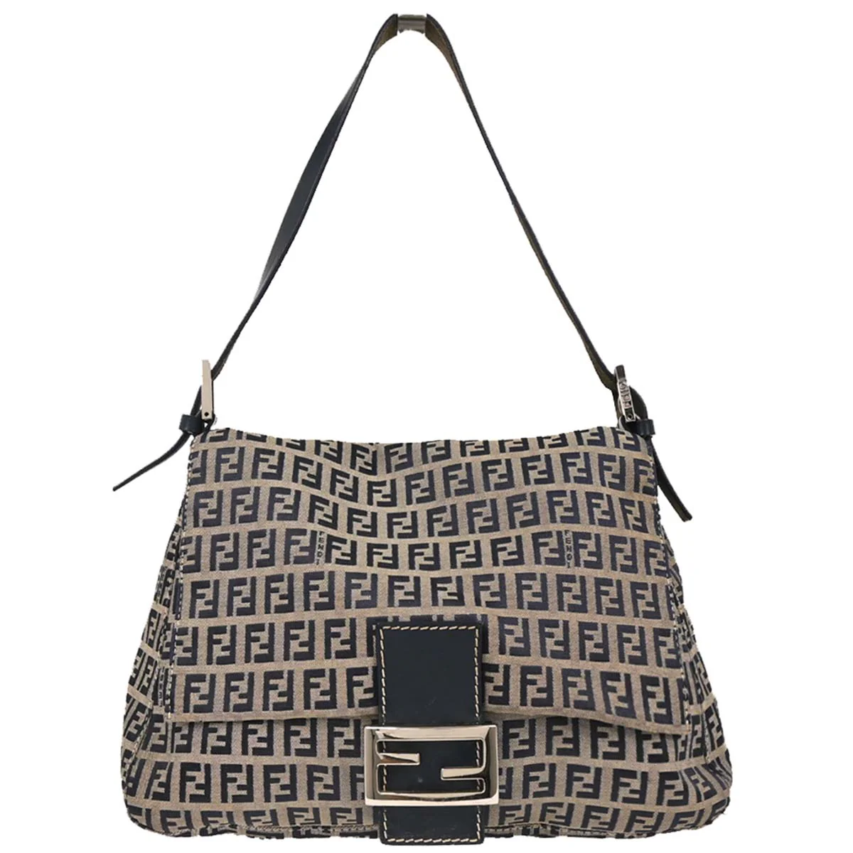Fendi Gray Canvas Zucchino Mamma Baguette Handbag