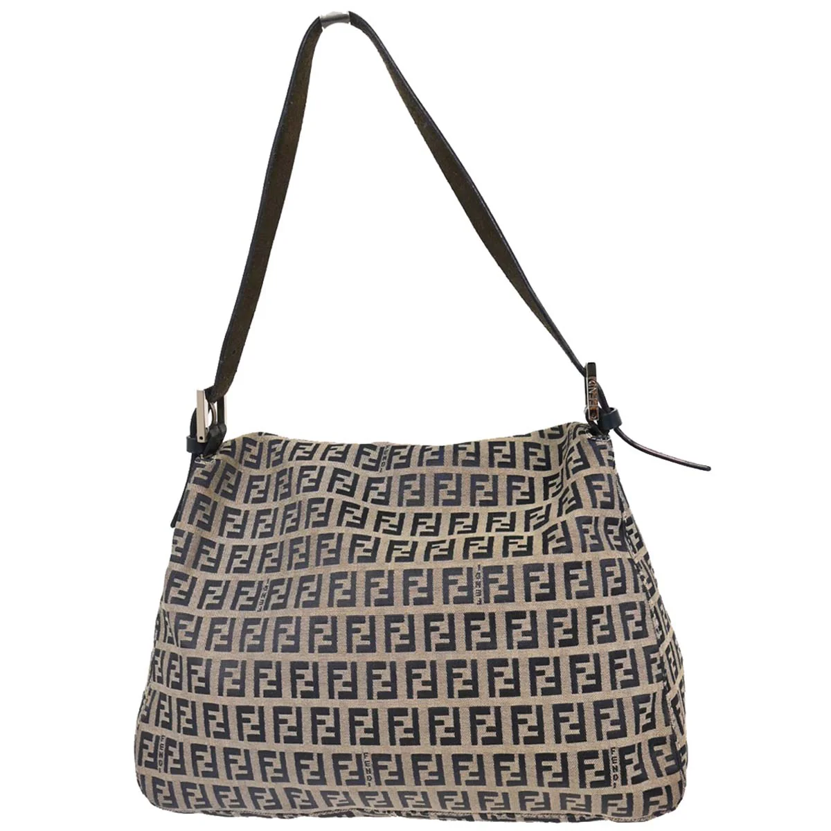 Fendi Gray Canvas Zucchino Mamma Baguette Handbag - Image 2