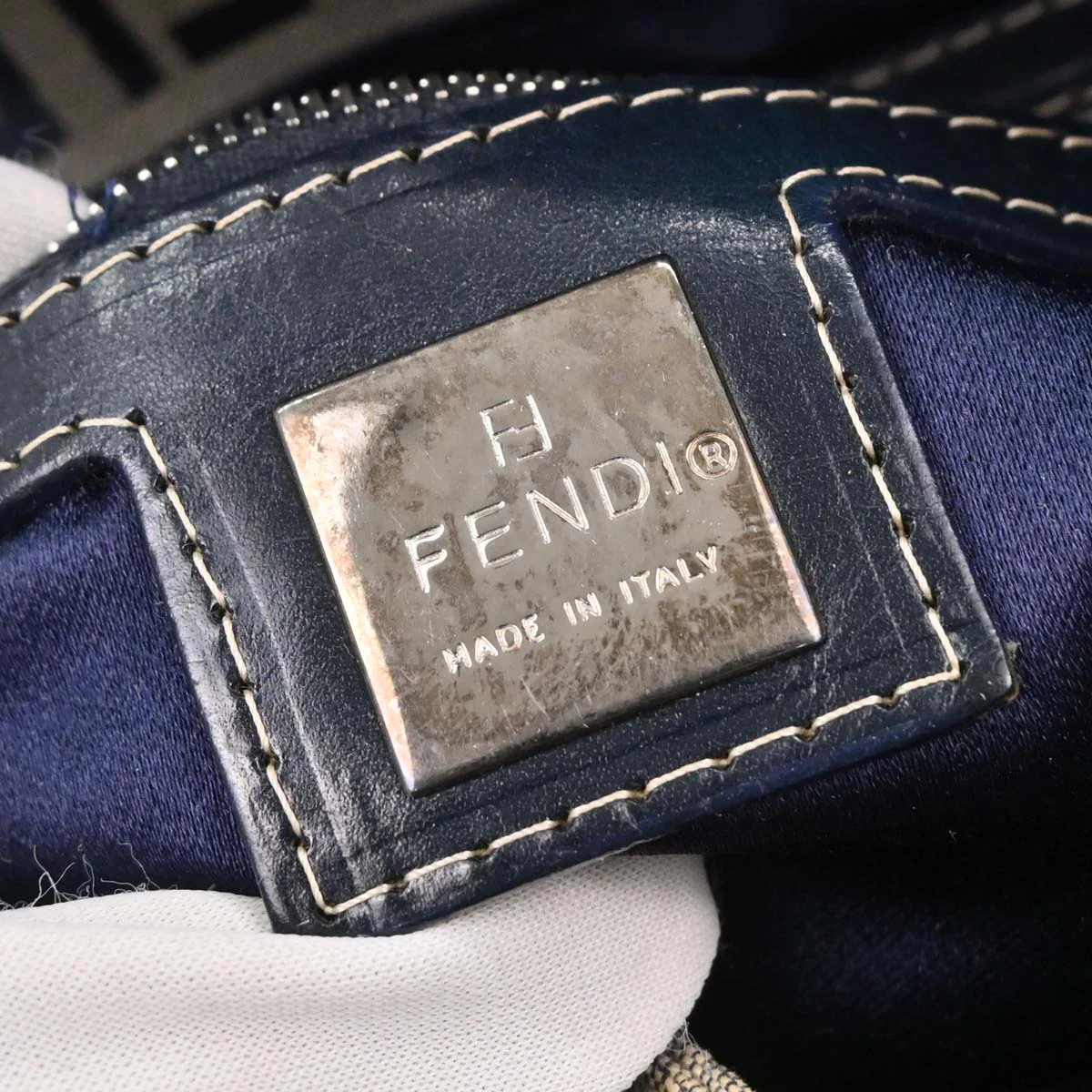 Fendi Gray Canvas Zucchino Mamma Baguette Handbag - Image 8