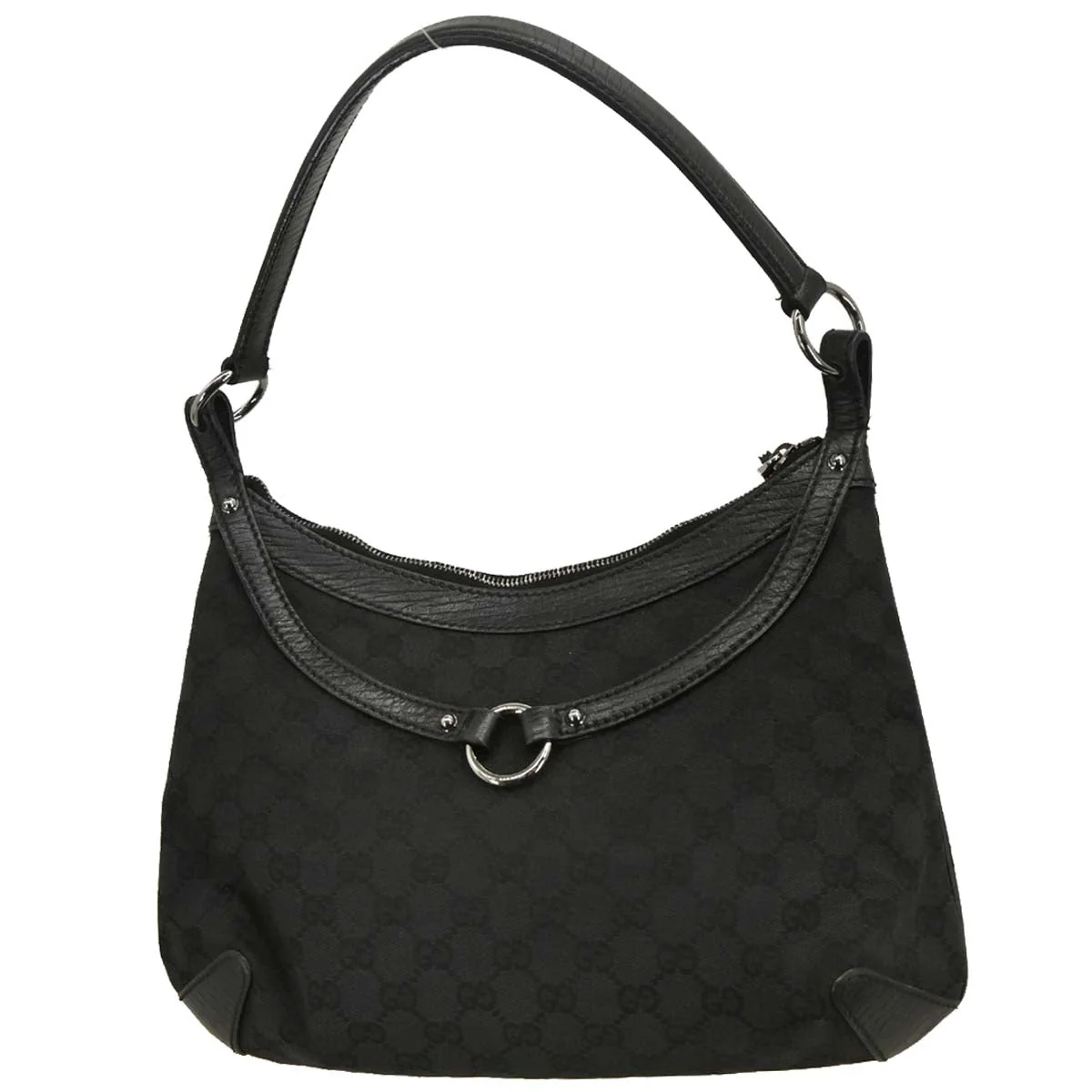 Gucci Black GG Hobo Handbag - Image 2