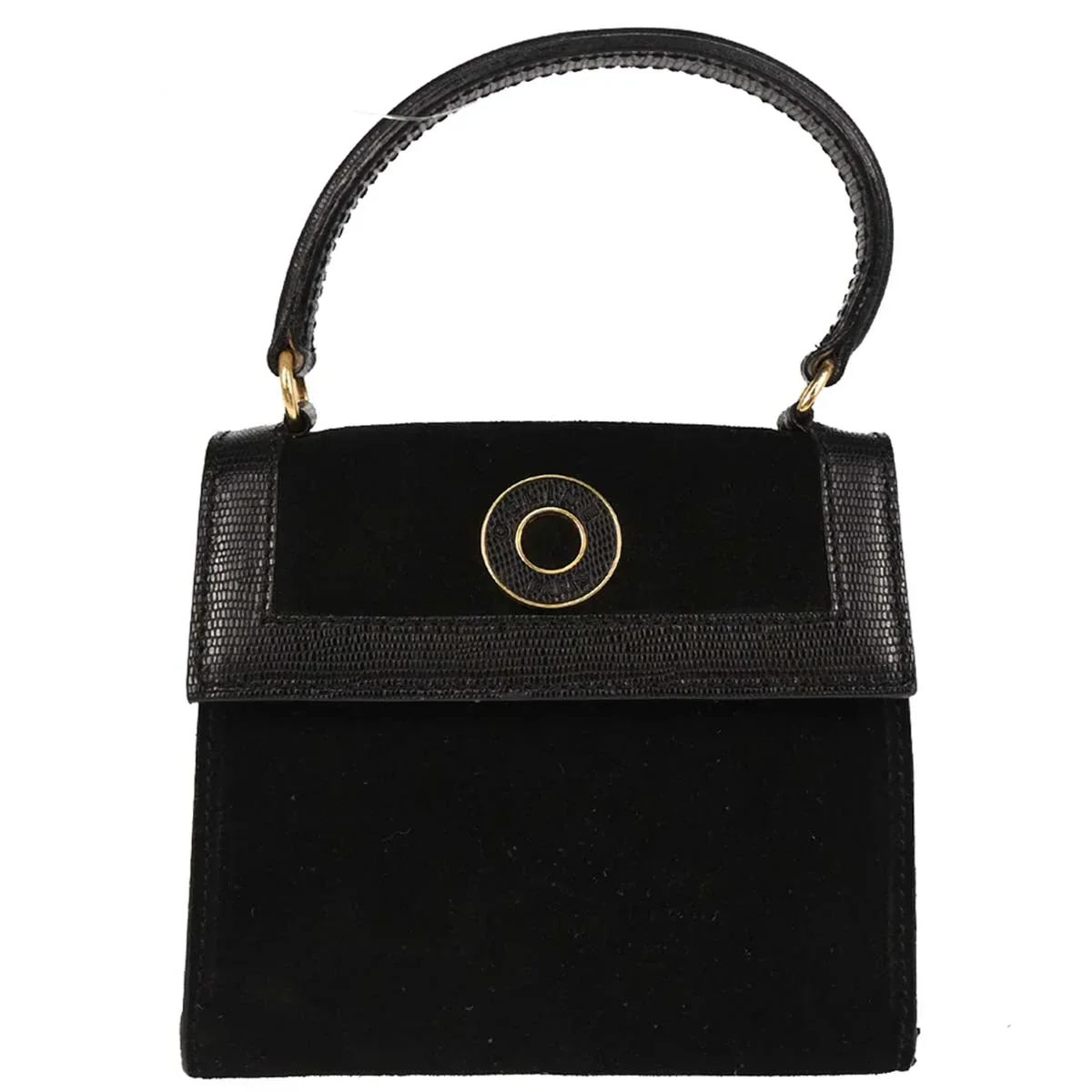 Celine Black Suede Embossed Leather Handbag