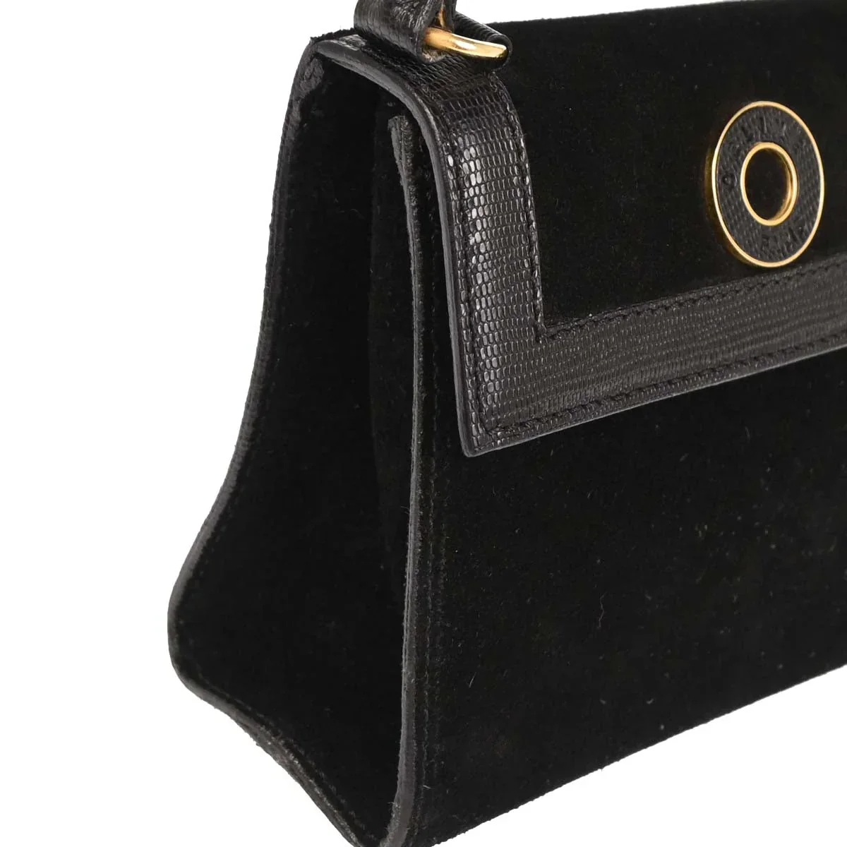 Celine Black Suede Embossed Leather Handbag - Image 3
