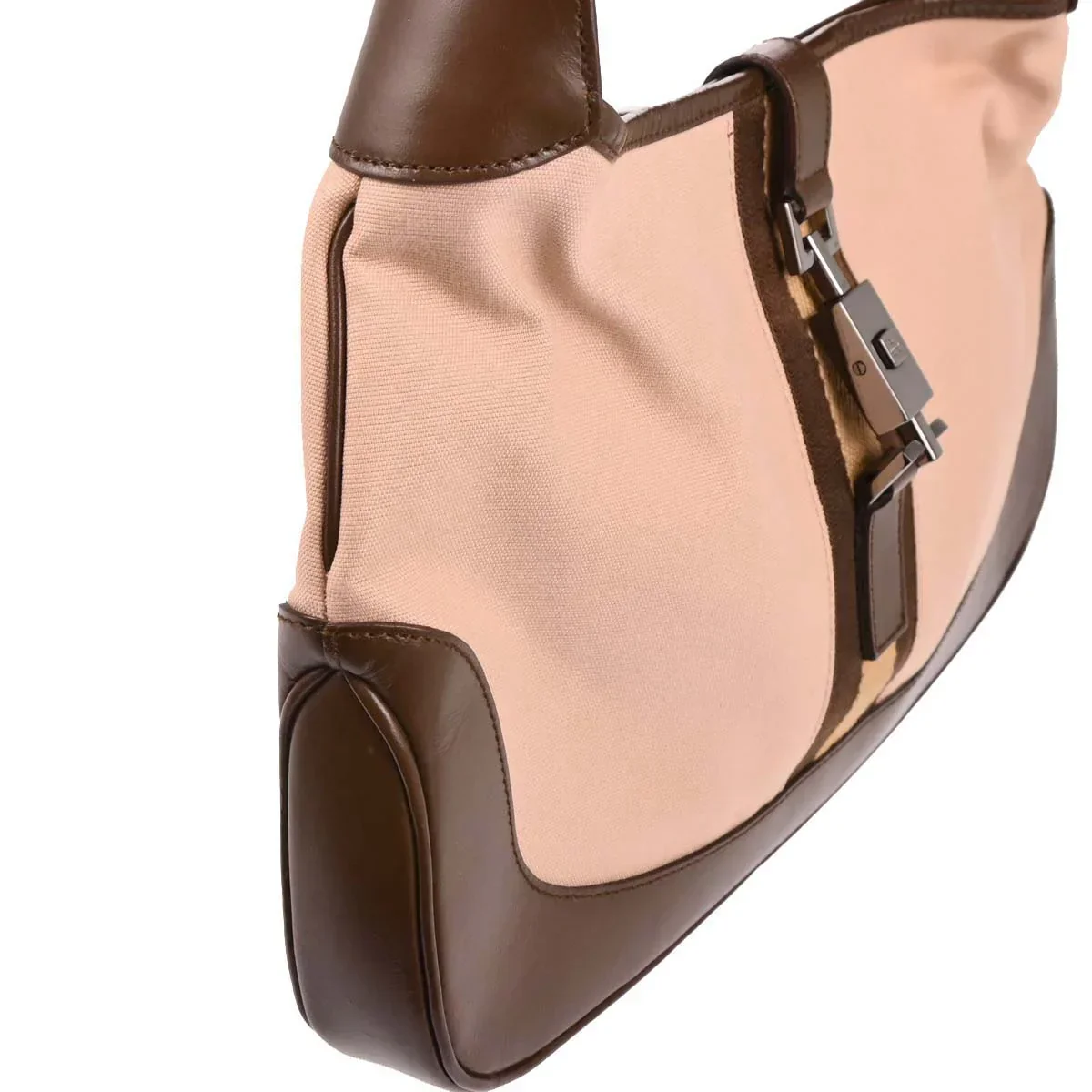 Gucci Pink Canvas Jackie Hobo Handbag - Image 3