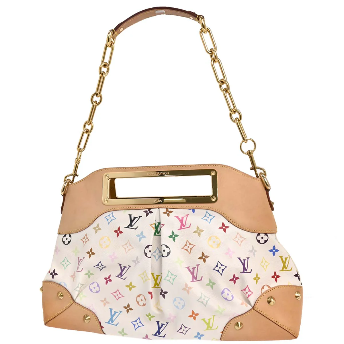 Louis Vuitton 2009 White Multicolor Judy GM 2way Shoulder Handbag M40253 - Image 2
