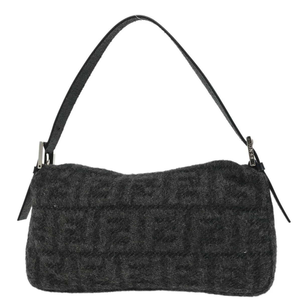 Fendi Gray Wool Zucca Baguette Handbag - Image 2