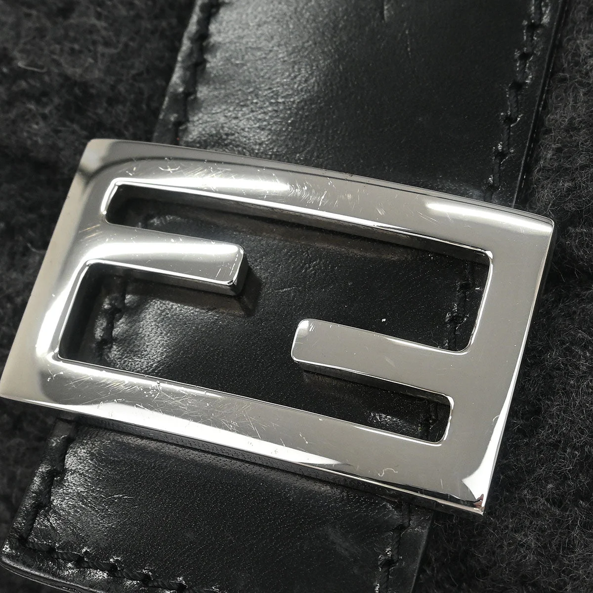 Fendi Gray Wool Zucca Baguette Handbag - Image 6