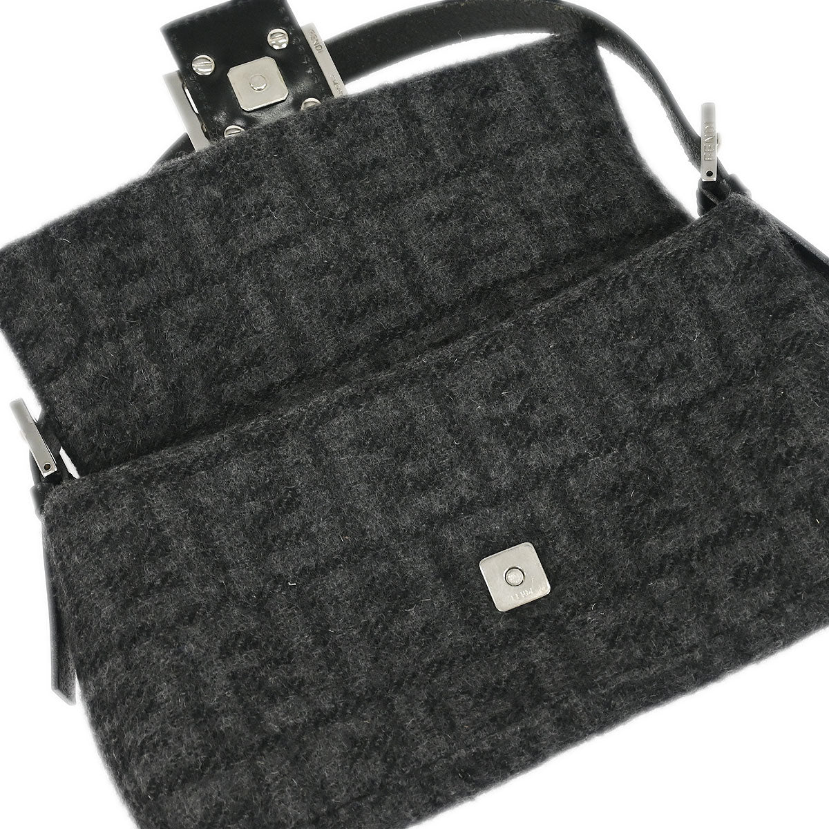 Fendi Gray Wool Zucca Baguette Handbag - Image 7